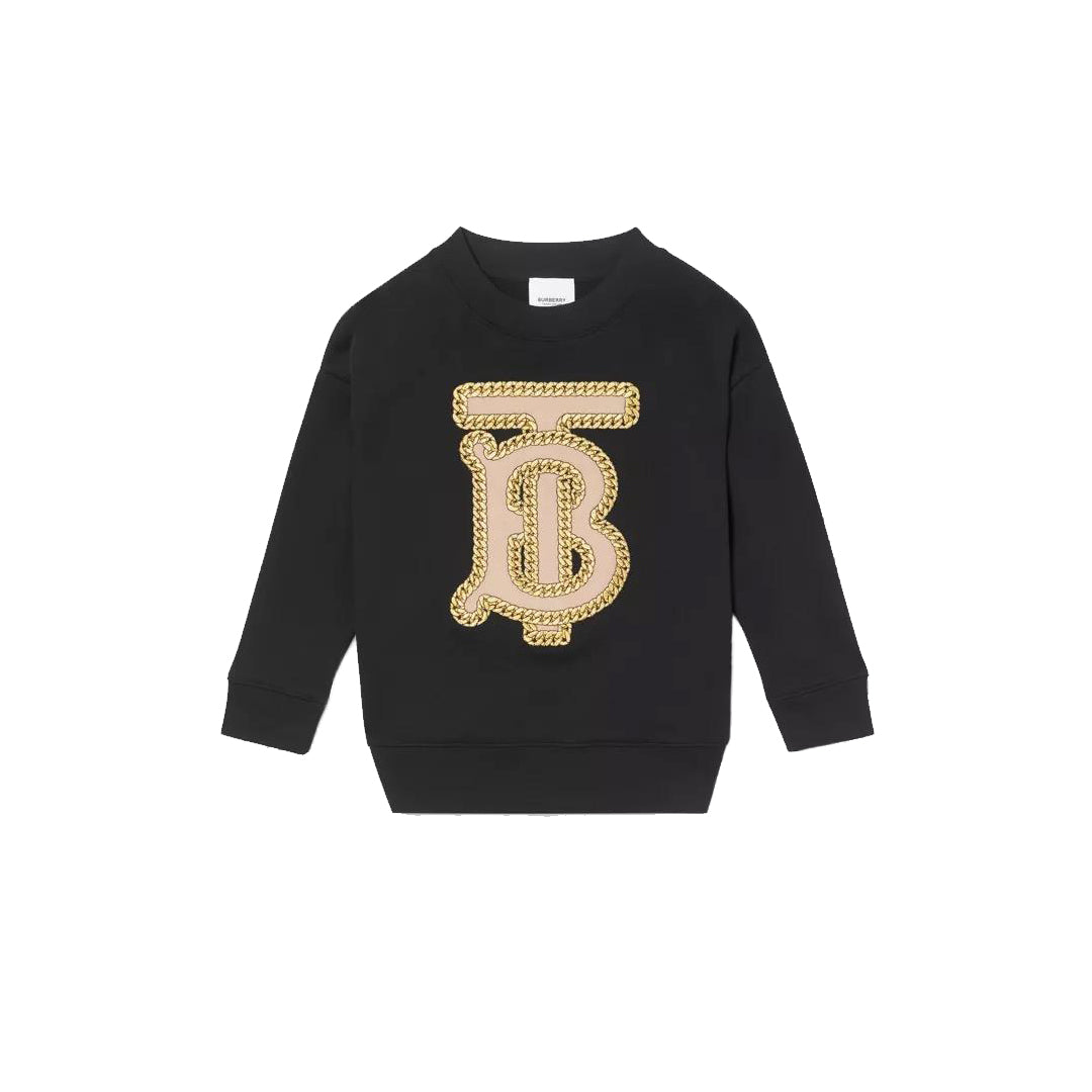 Girls Black Logo Cotton Sweatshirt