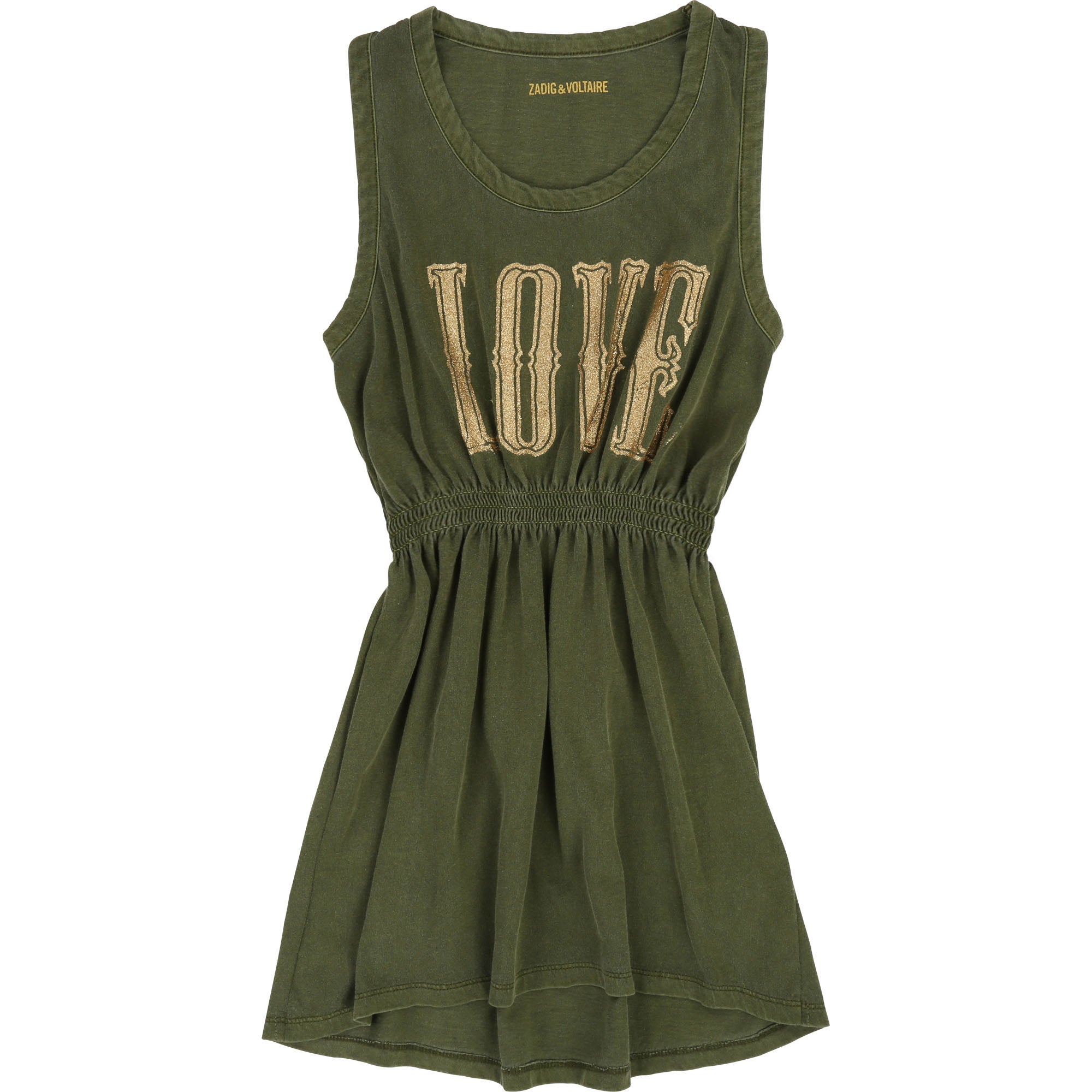 Girls Army Green Cotton Dress