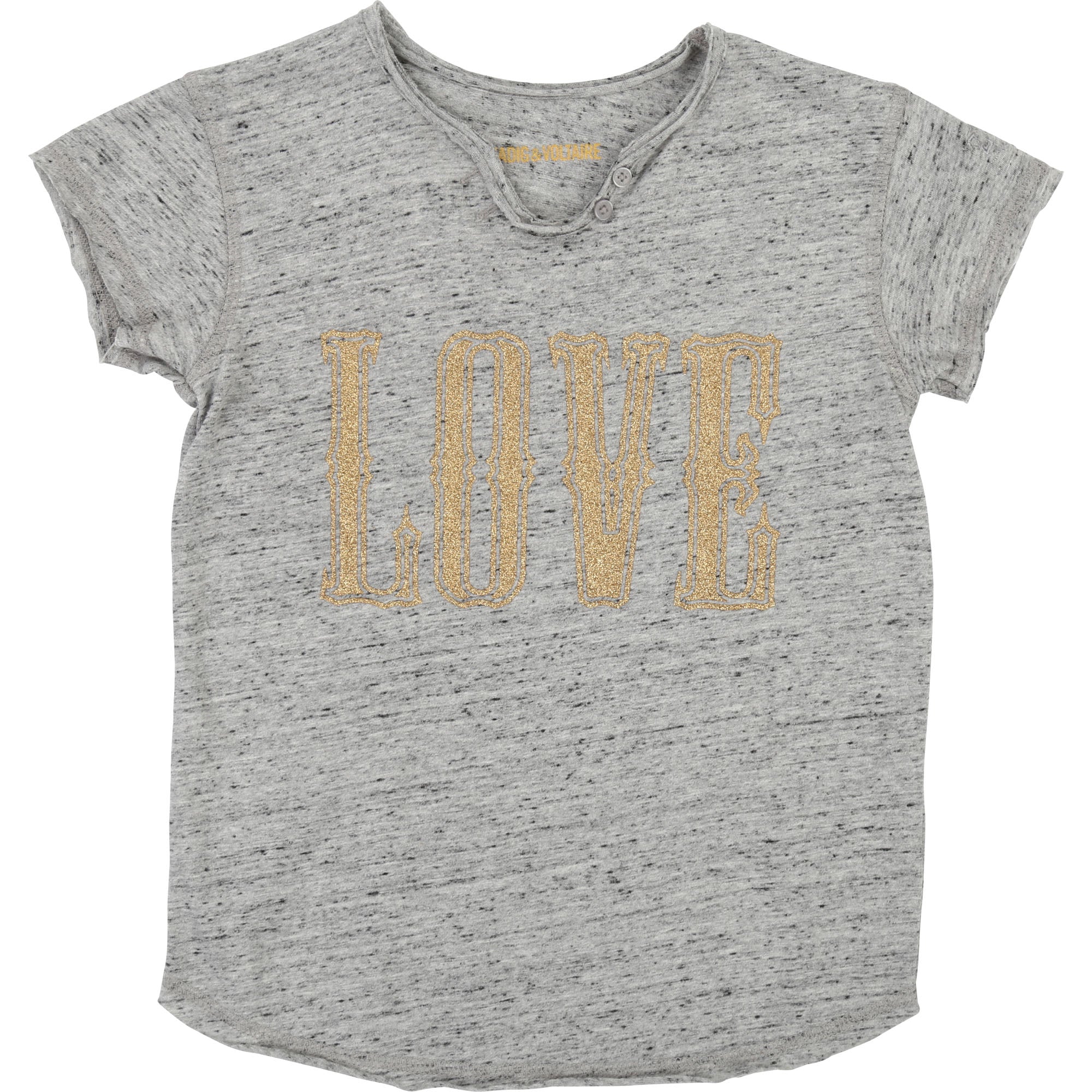 Girls Grey Love Cotton T-shirt