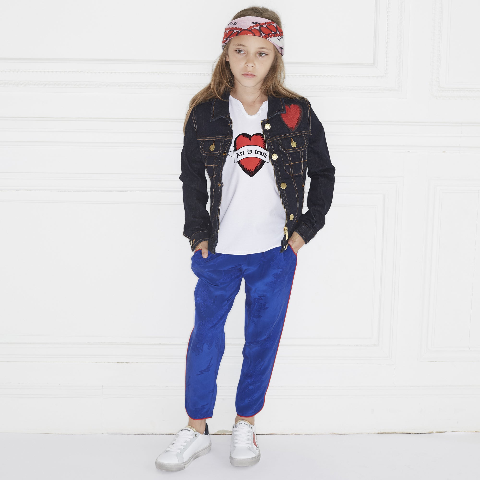 Girls White Cotton T-shirt