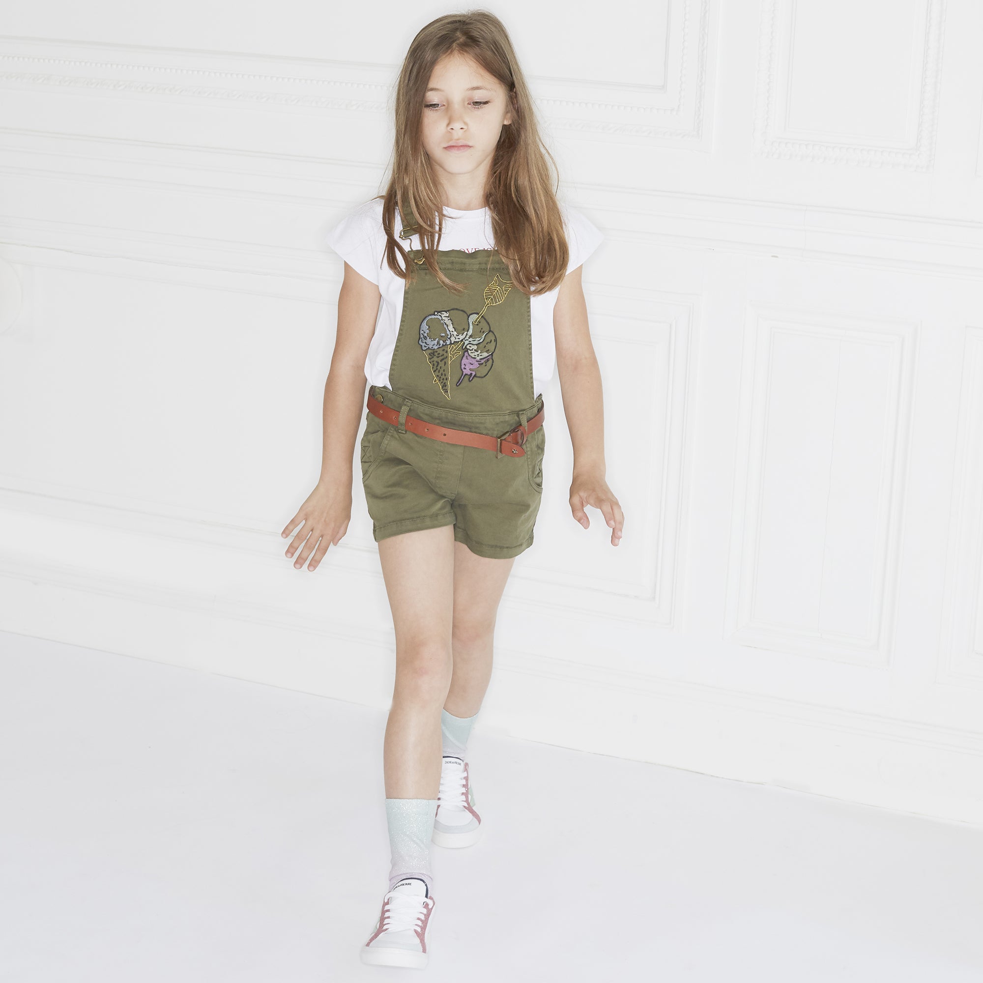 Girls White Cotton T-shirt