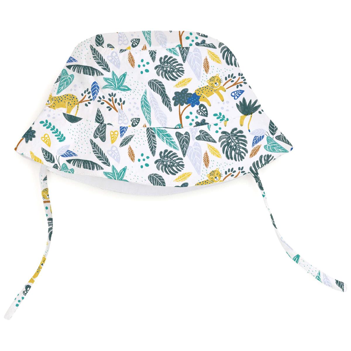 Girls White Printed Sun Hat