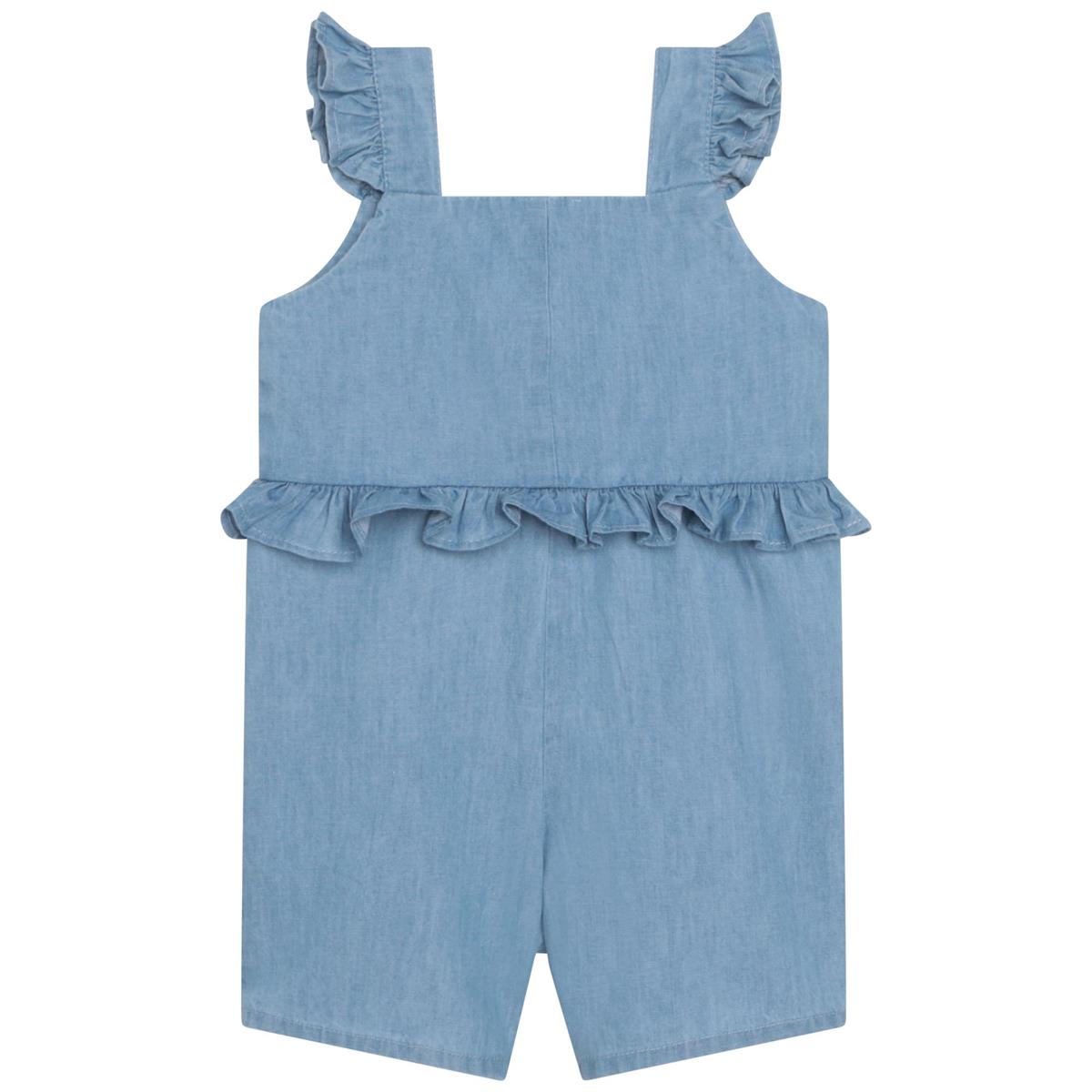 Girls Blue Embroidered Babysuit