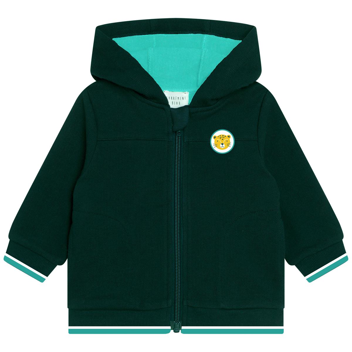 Boys Dark Green Zip-Up Top