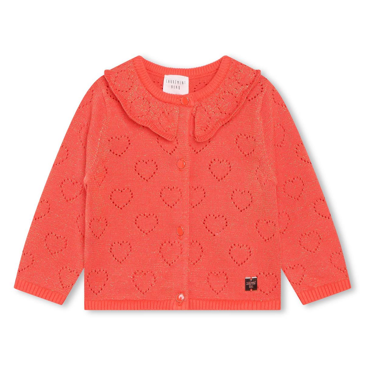 Girls Pink Heart Cardigan
