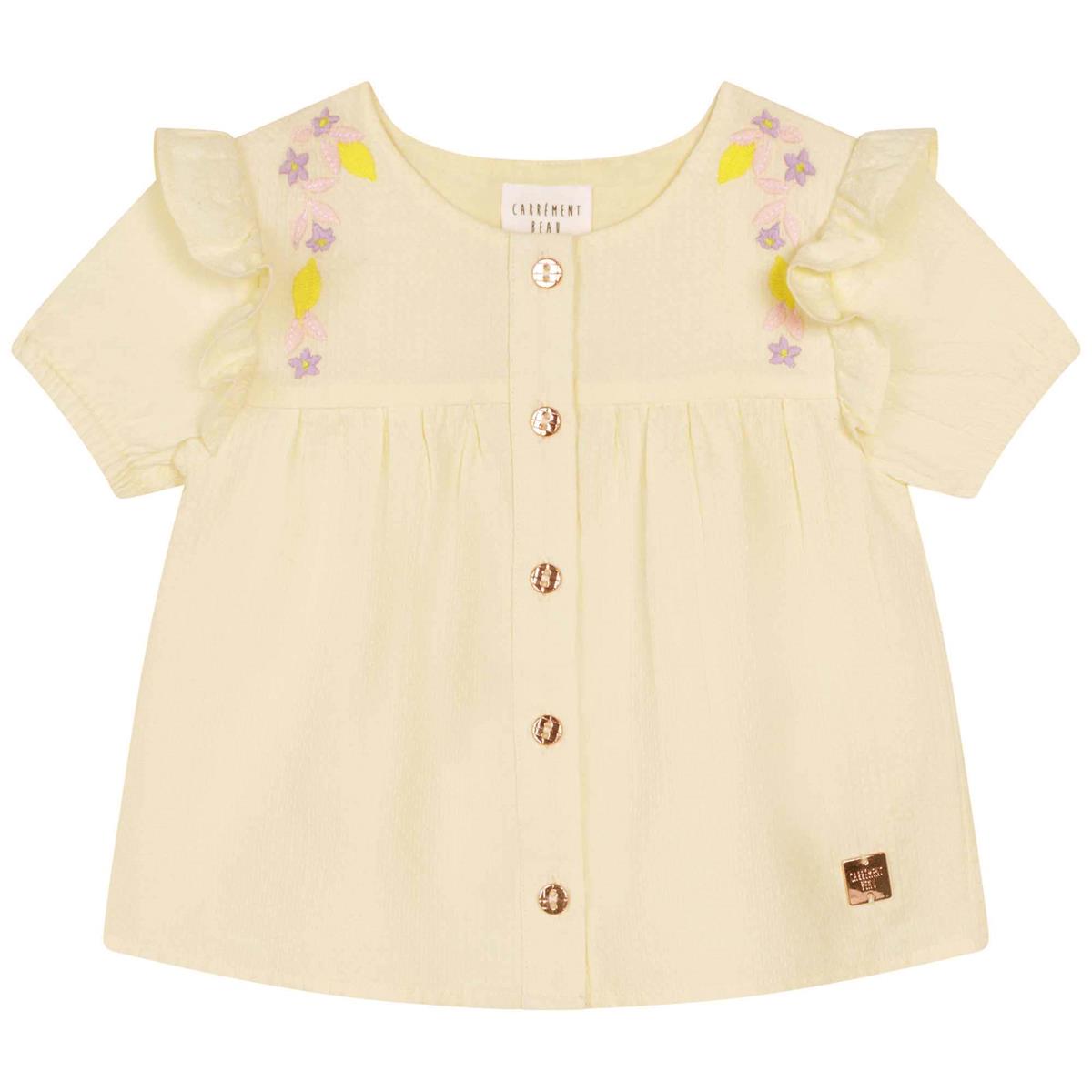 Girls Cream Embroidered Top
