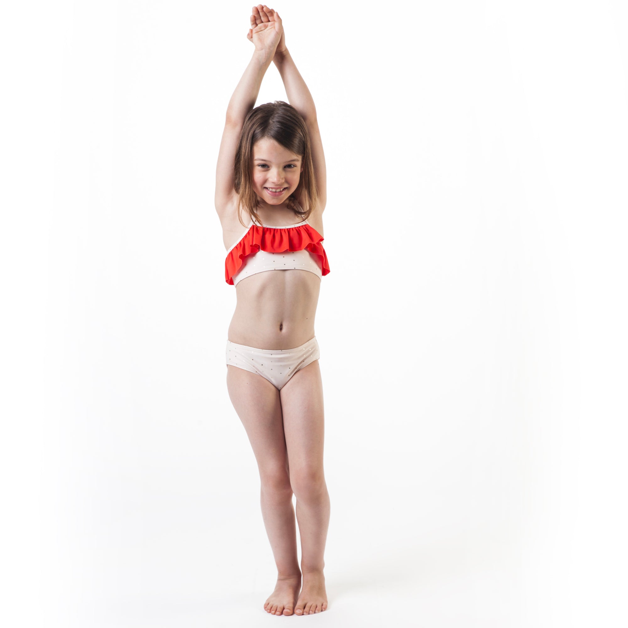 Girls Red & Rice Swimsuit