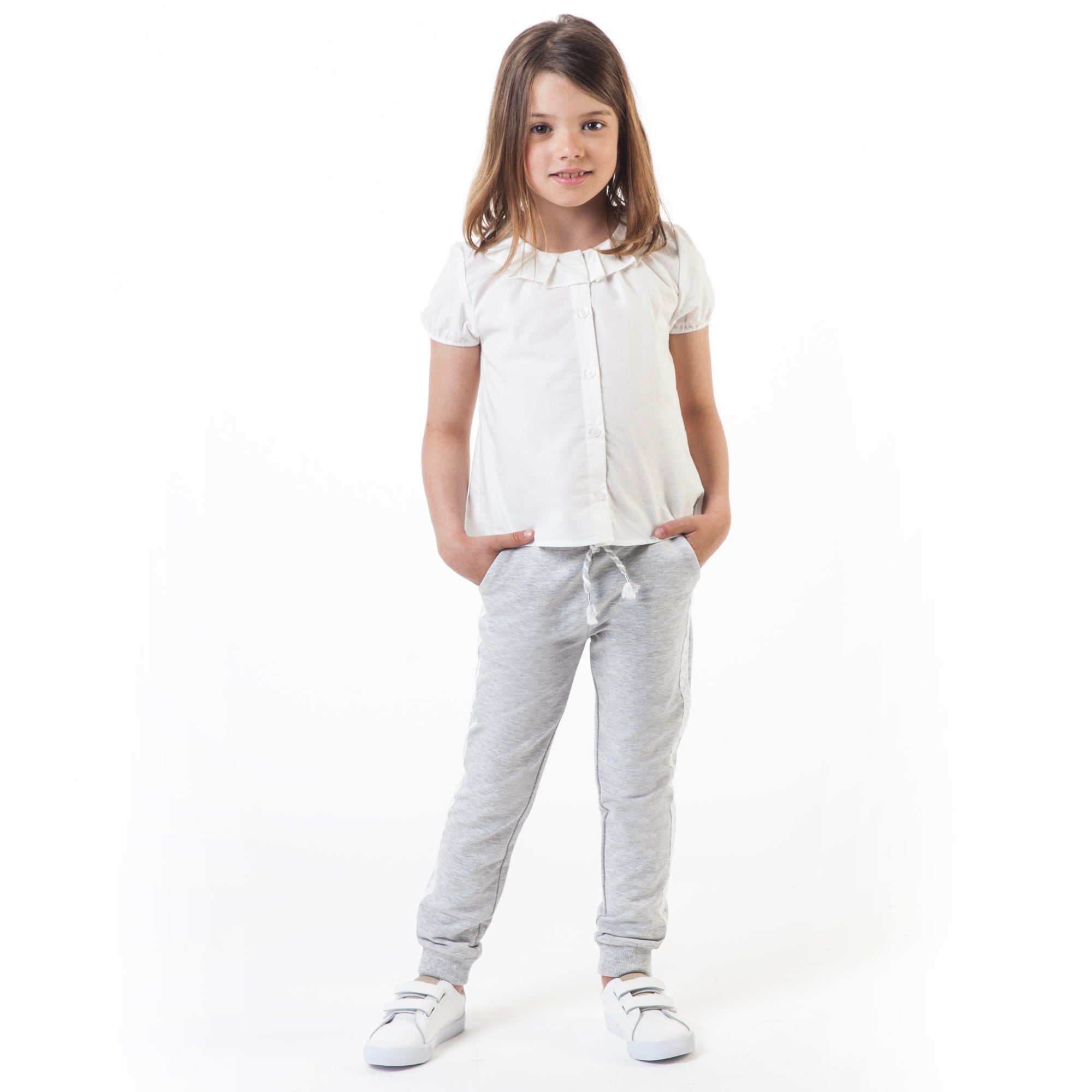 Girls Grey Cotton Trousers