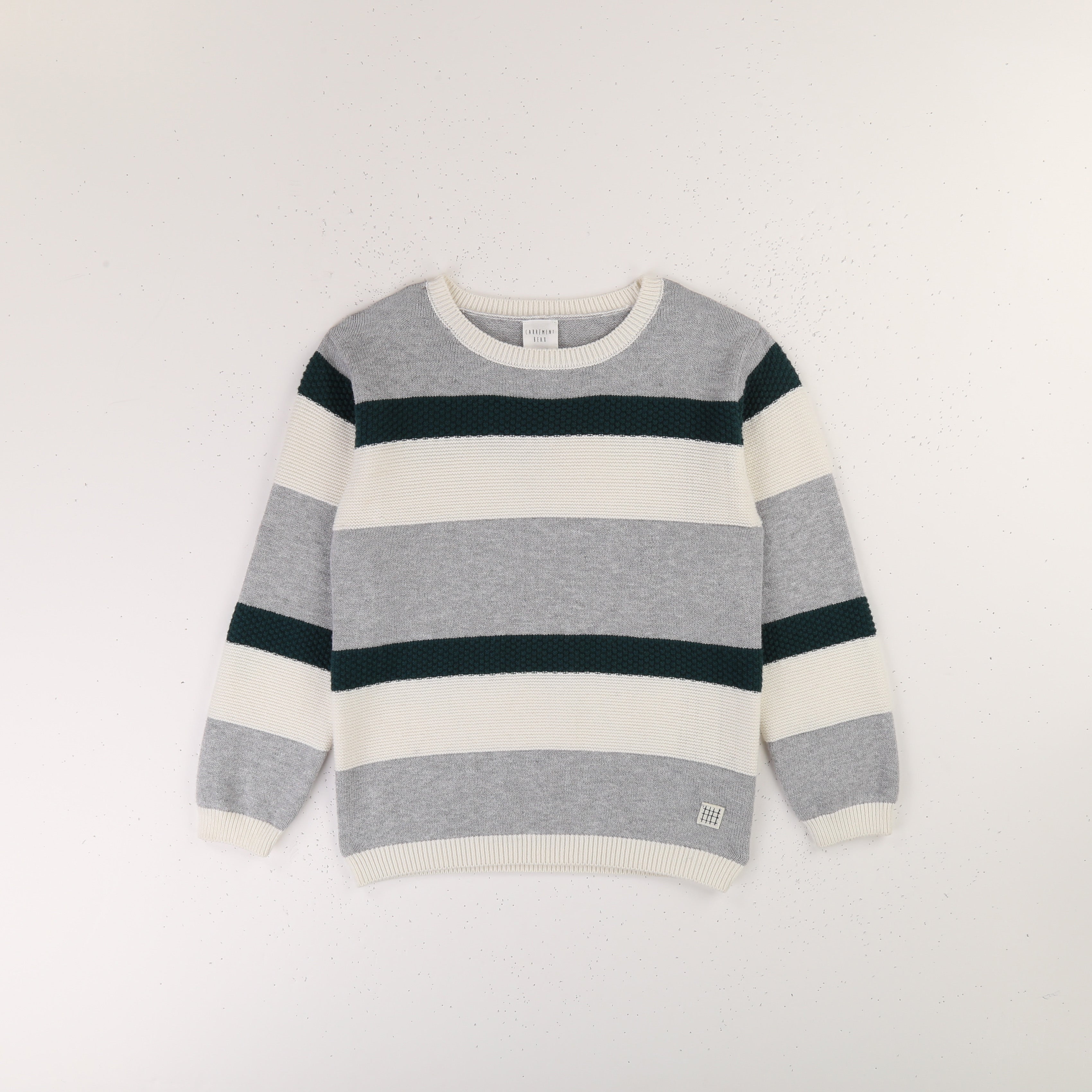 Boys Grey Striped Cotton Sweatshirt