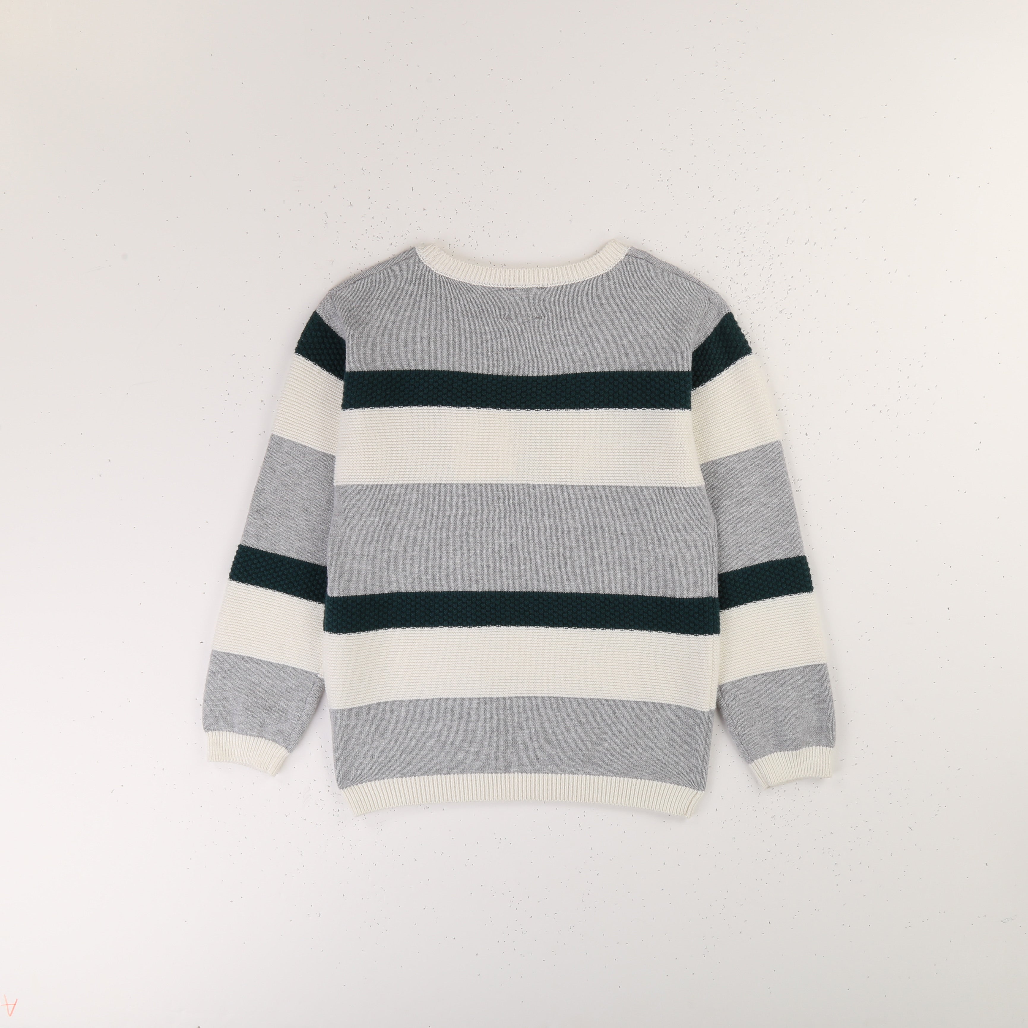 Boys Grey Striped Cotton Sweatshirt