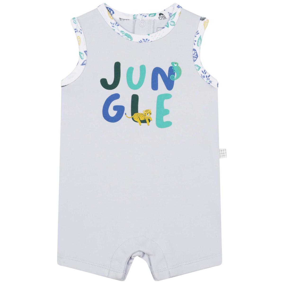 Baby Boys Light Blue Printed Babysuit