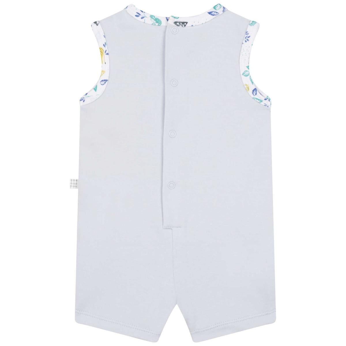 Baby Boys Light Blue Printed Babysuit