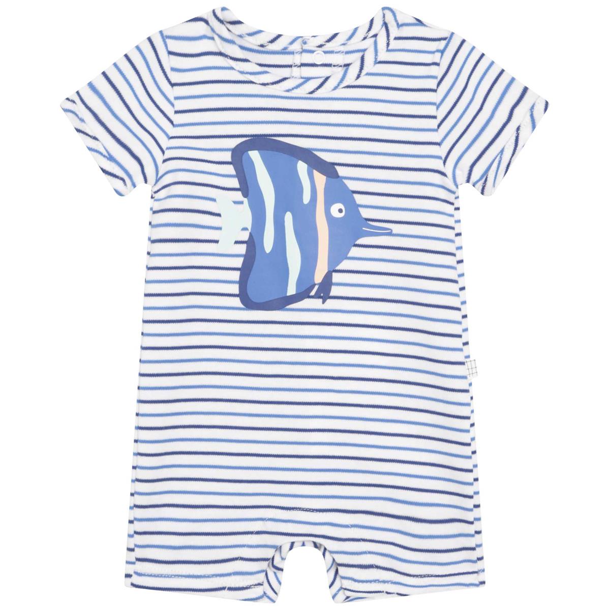 Baby Boys Blue Stripes Babysuit