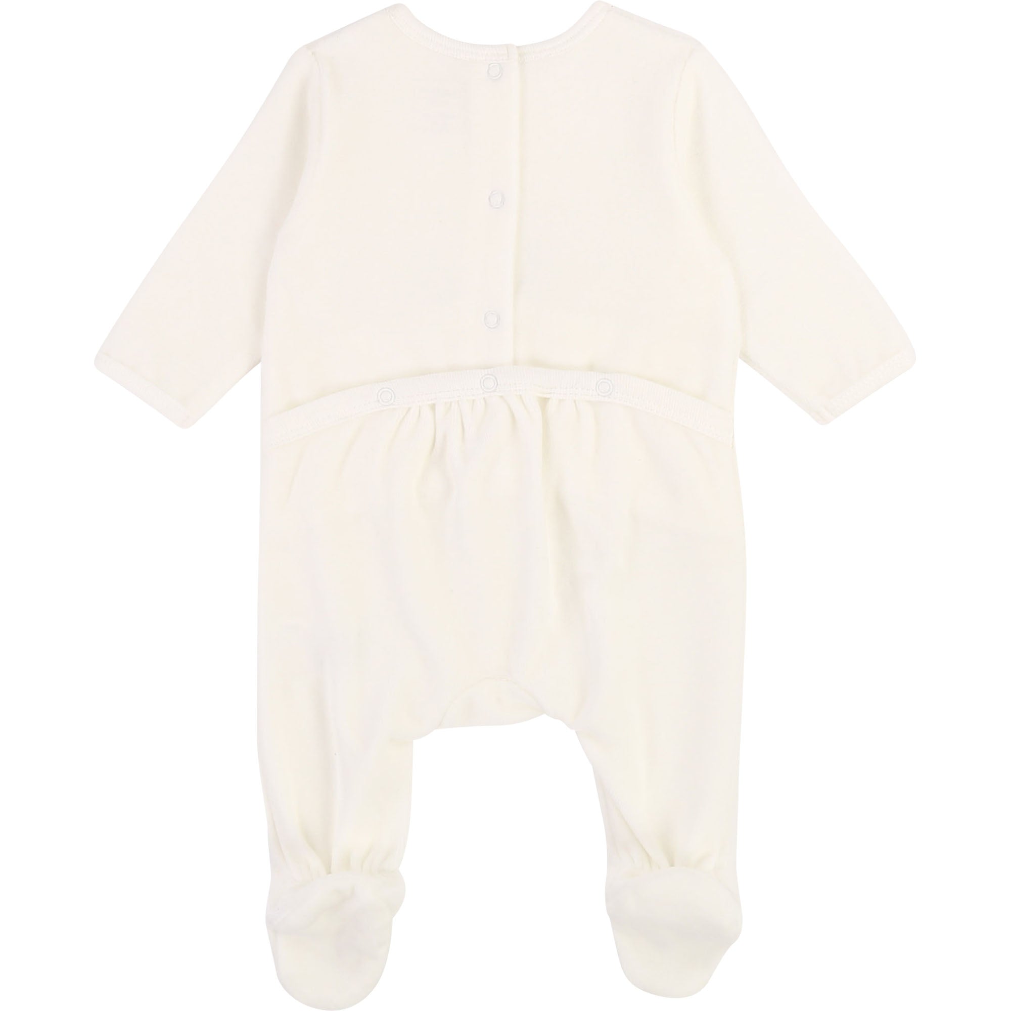 Baby Boys White Pattern Cotton Babysuit