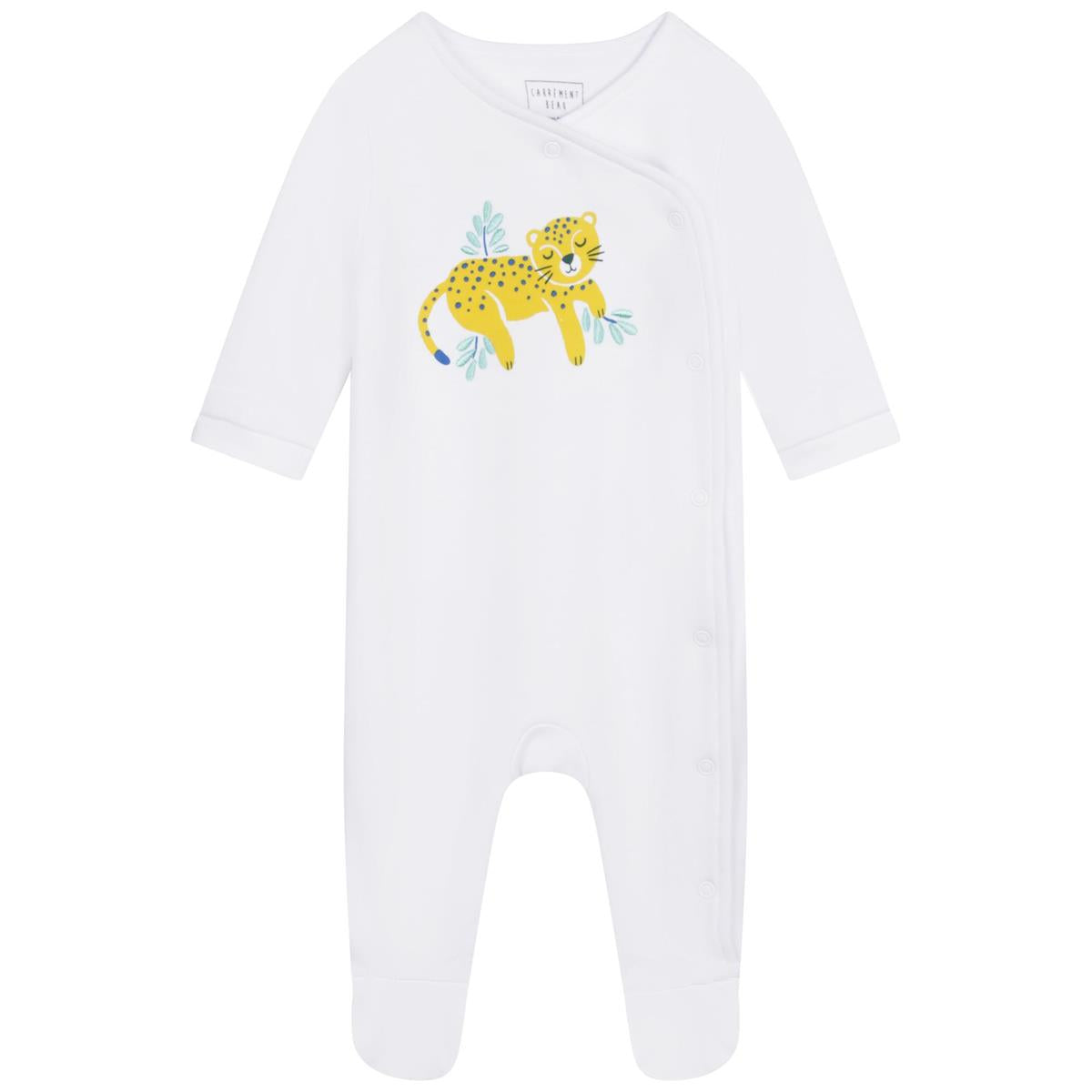 Baby Boys White Printed Babysuit