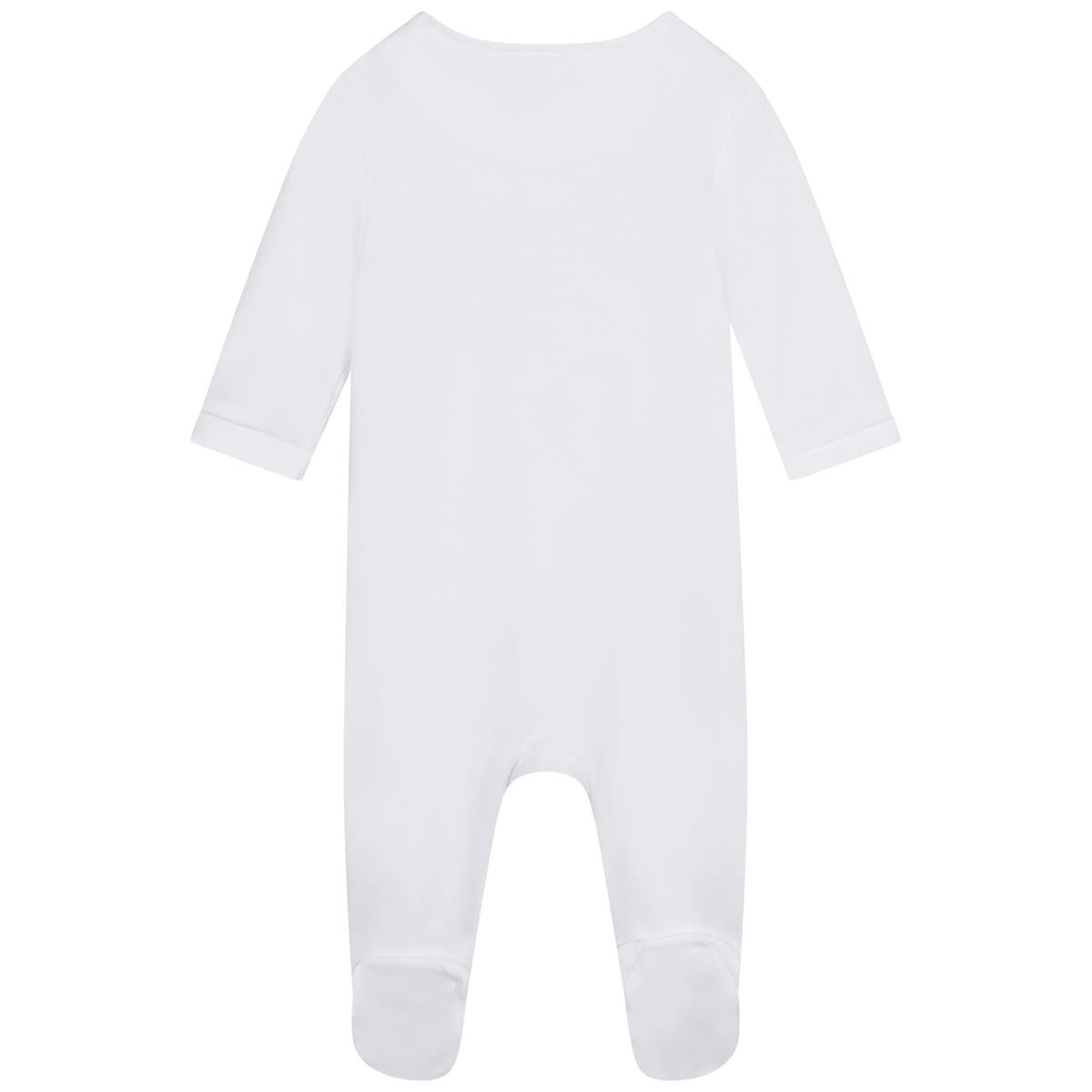 Baby Boys White Printed Babysuit