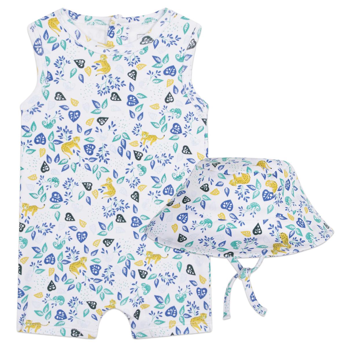Baby Girls White Babysuit & Hat