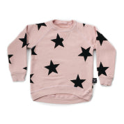 Girls Powder Pink Cotton Star Sweatshirt