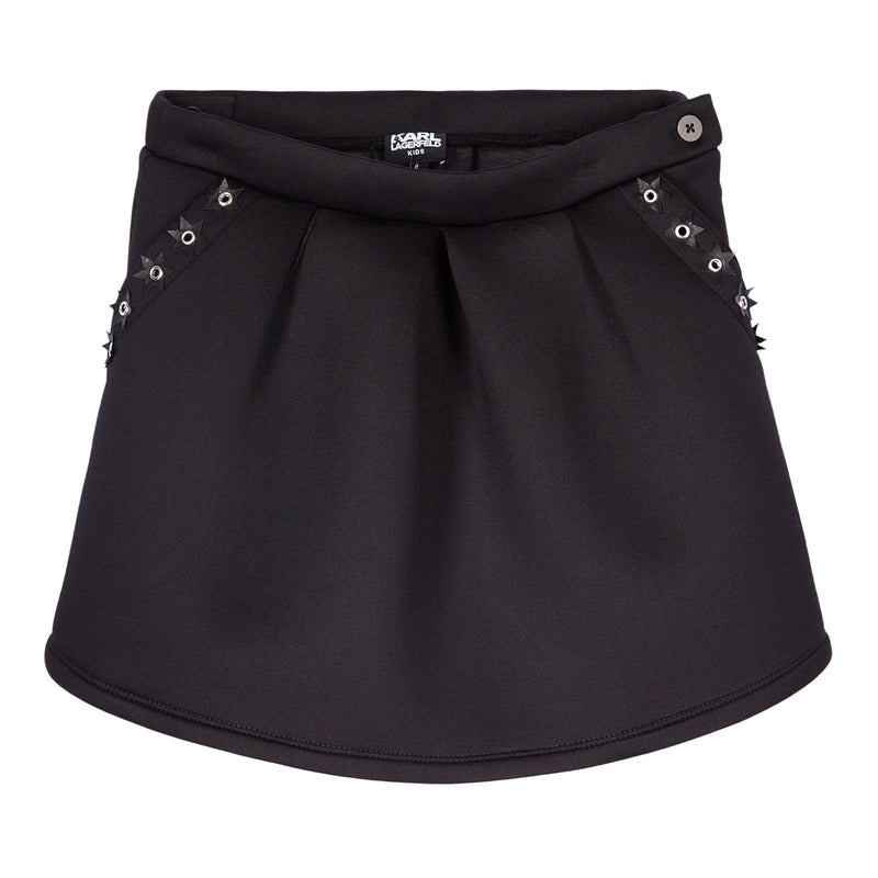 Girls Black Skirt With Patch Star Trims Pockets - CÉMAROSE | Children's Fashion Store