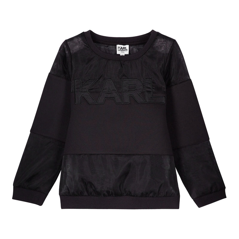Girls Black Sweatshirt With 'KARL' Print - CÉMAROSE | Children's Fashion Store