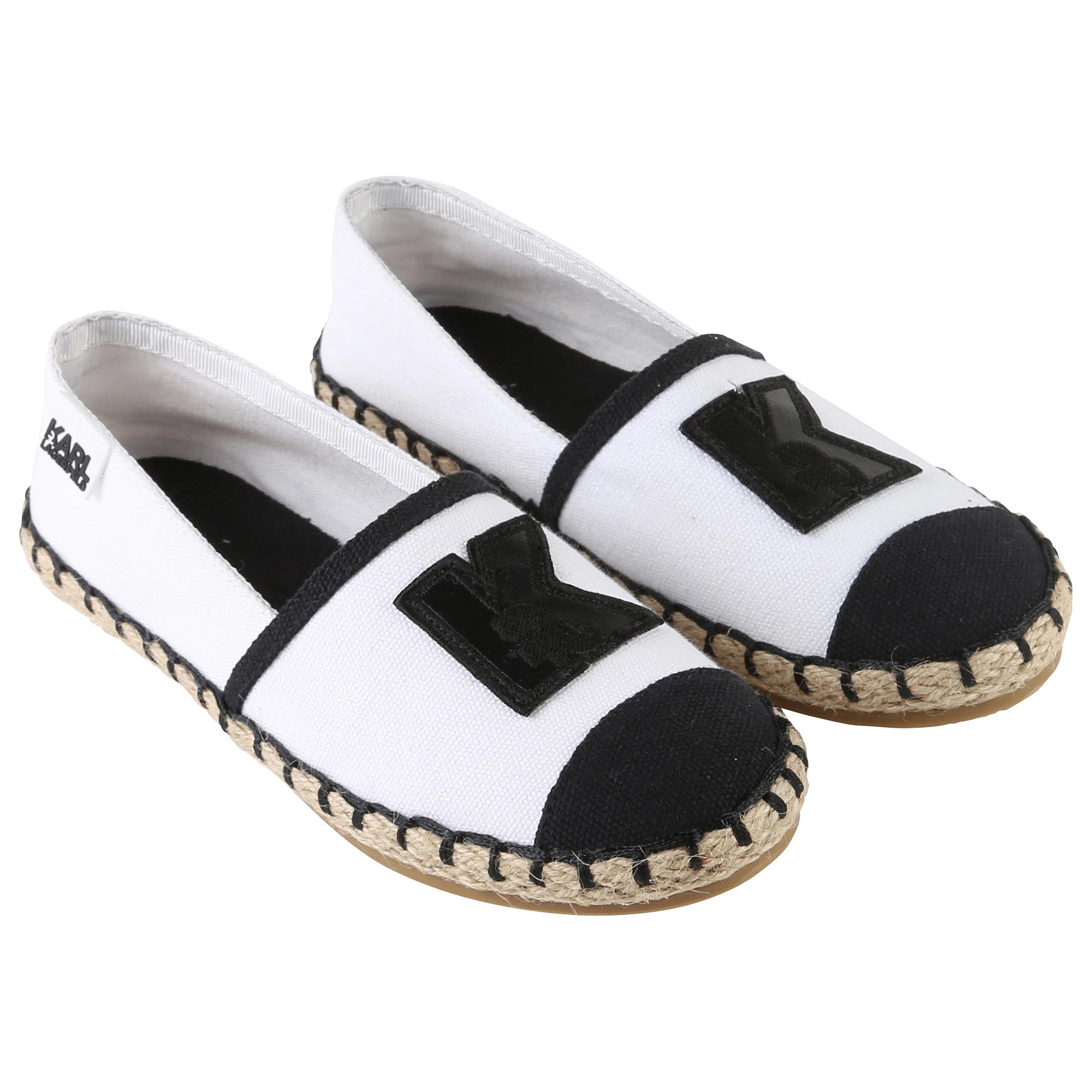 Girls White & Black "K" Espadrilles - CÉMAROSE | Children's Fashion Store - 1