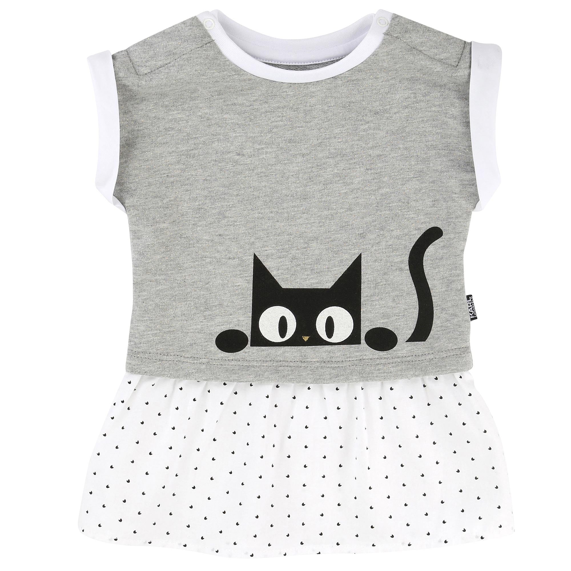 Baby Girls Grey & White Cat Print Dress - CÉMAROSE | Children's Fashion Store - 1