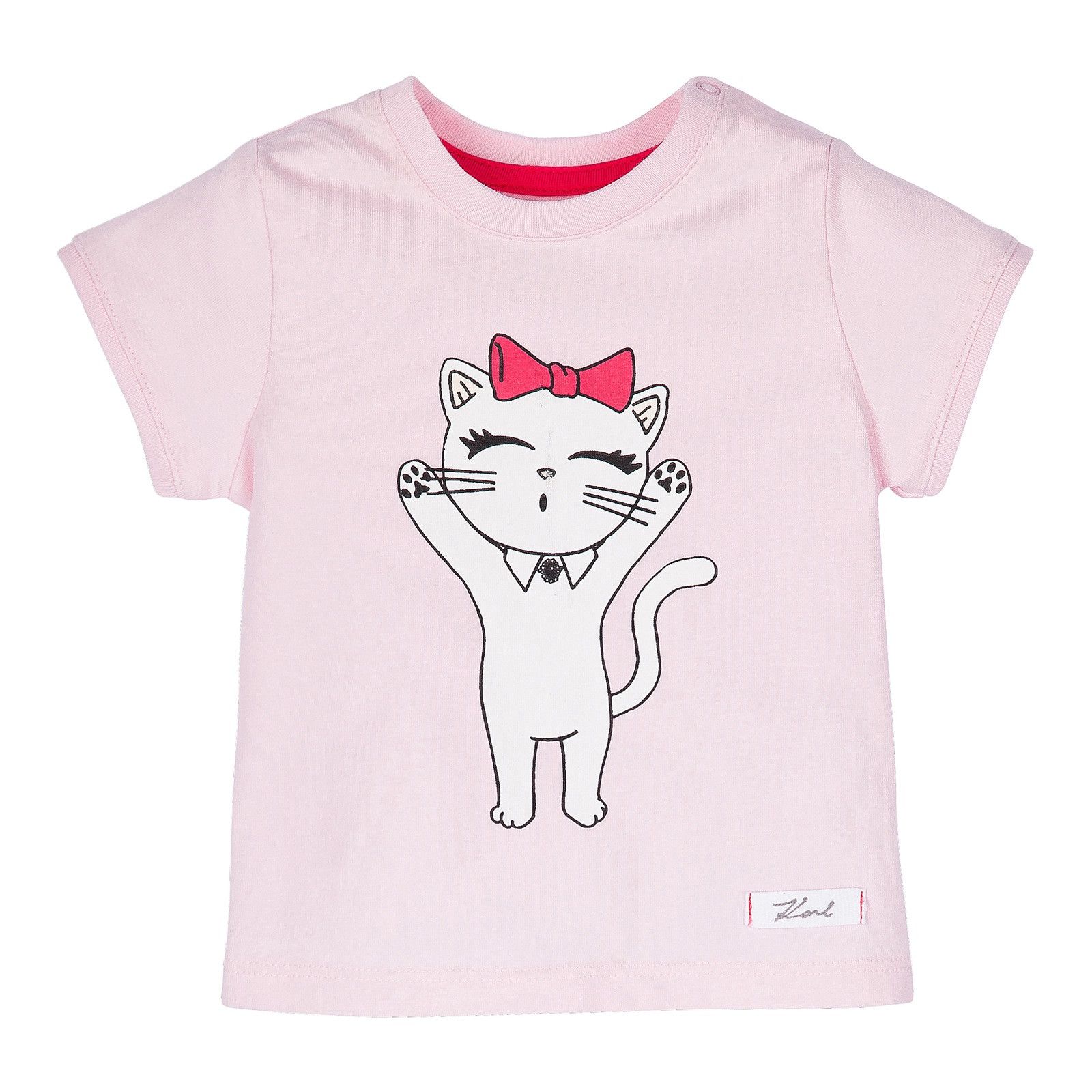 Baby Pink Cat Printed Cotton T-Shirt - CÉMAROSE | Children's Fashion Store