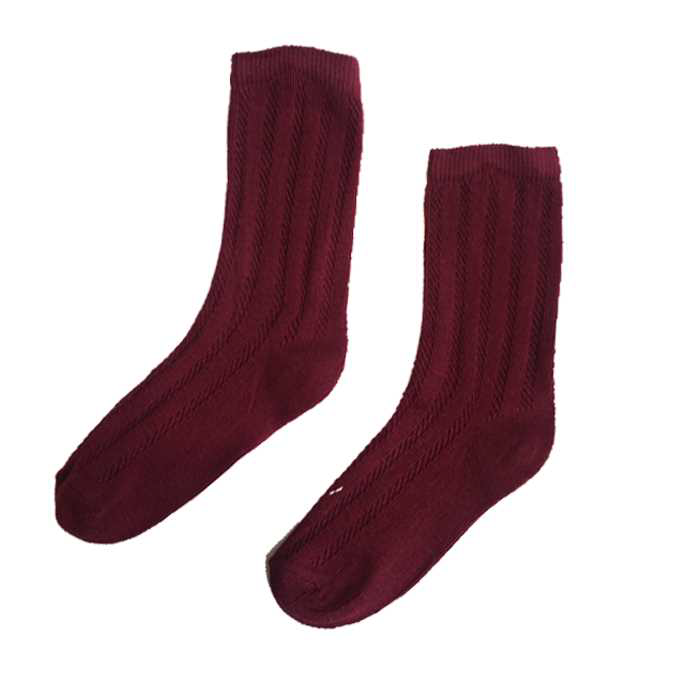 Girls Wine Red Cotton Socks