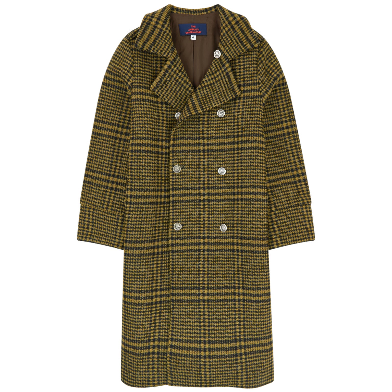 Girls Yellow Check Wool Coat