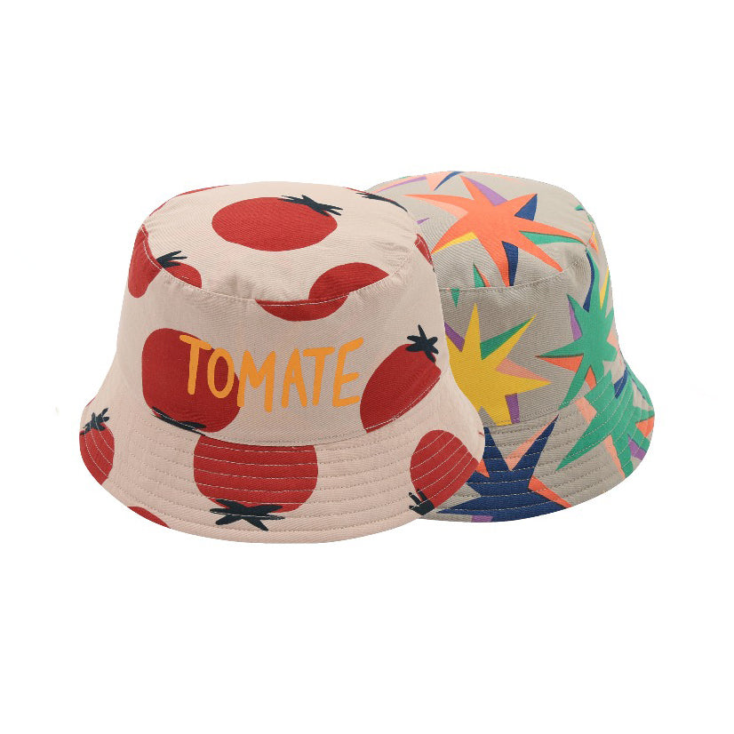 Boys & Girls Beige Printed Reversible Bucket Hat