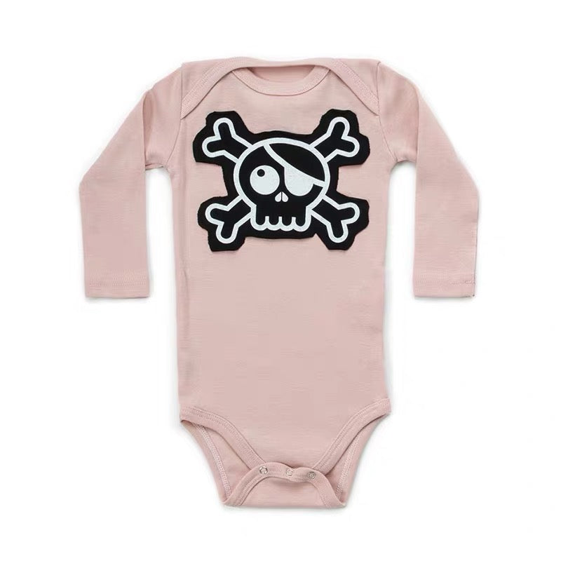 Baby Girls Pink Skull Cotton Playsuit