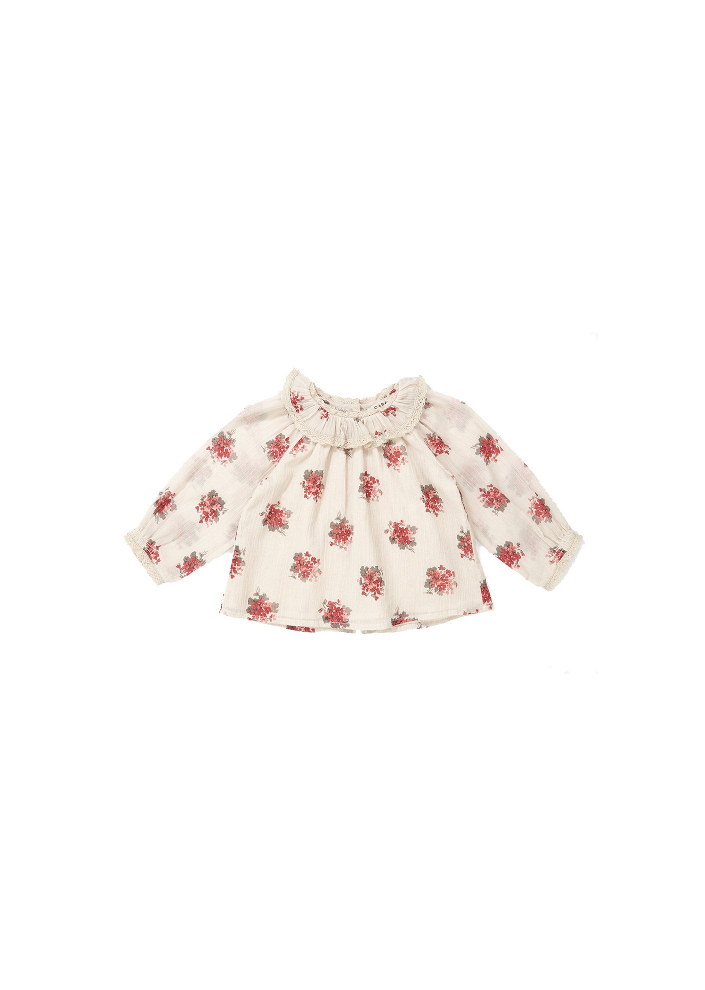 Baby Girls Cream Flower Printed Cotton Top