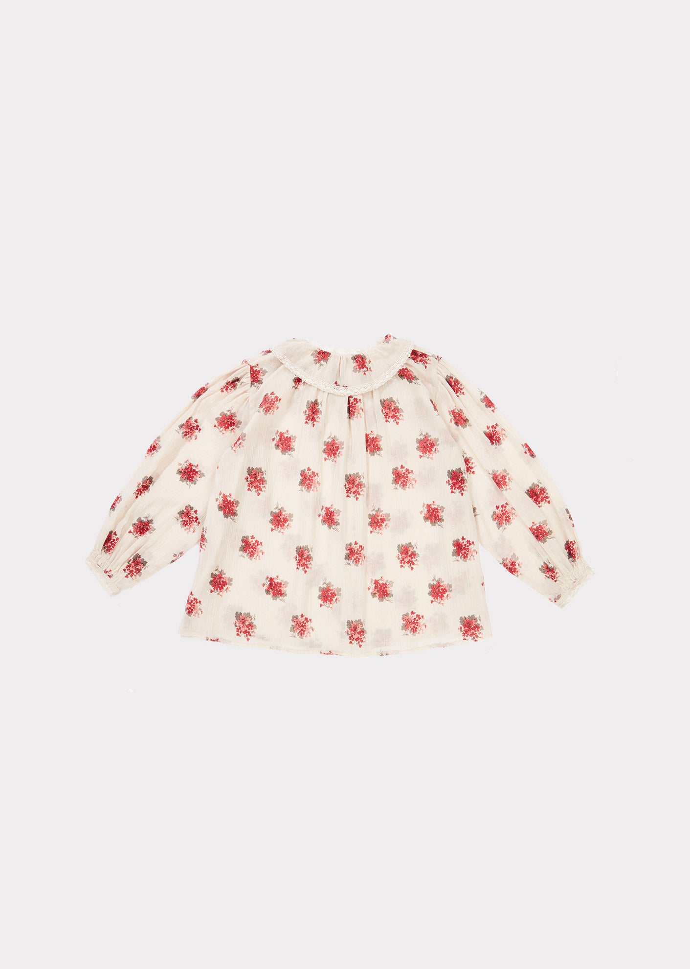 Girls Cream Flower Printed Cotton Top