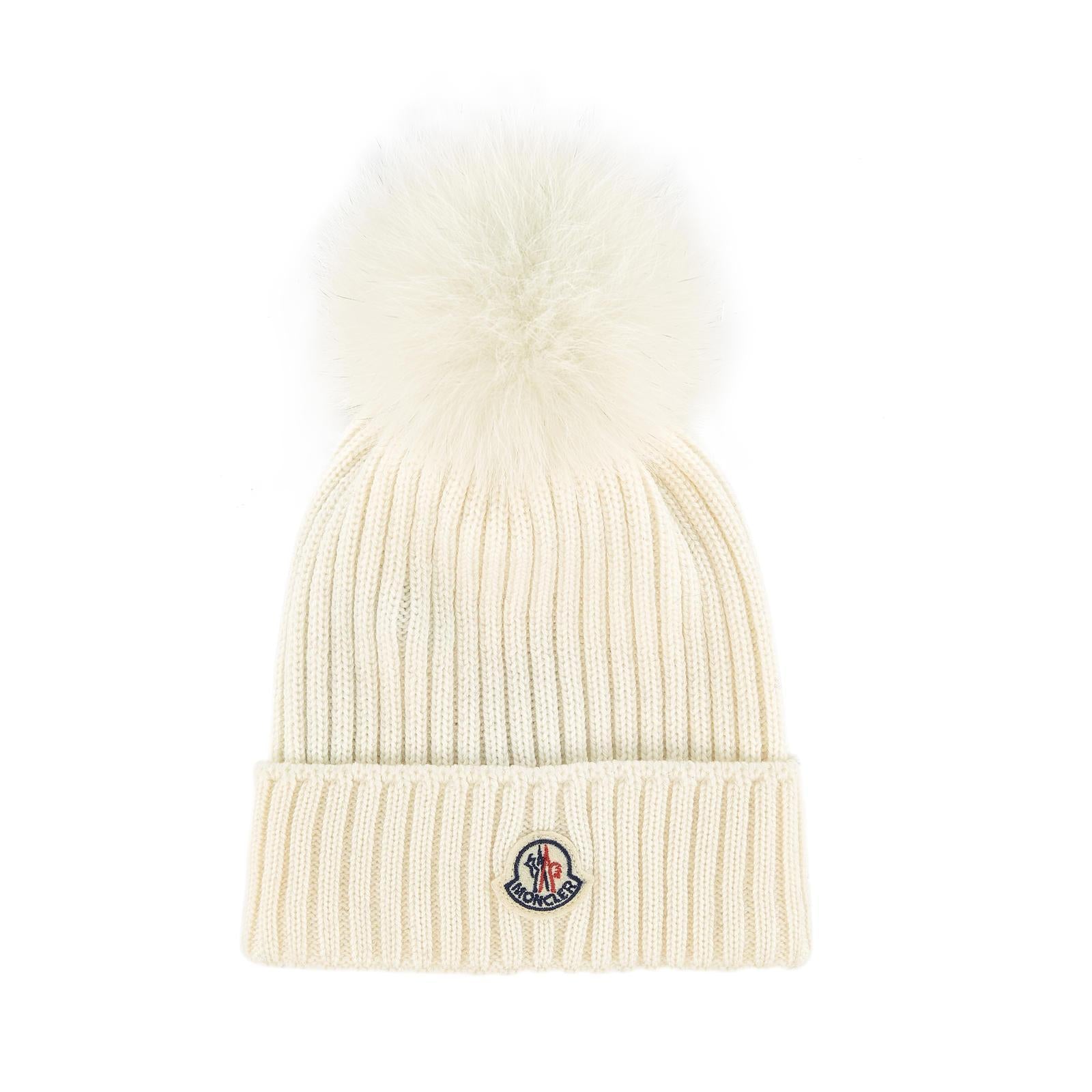 Girls White "BERRETTO" Virgin Wool Hat