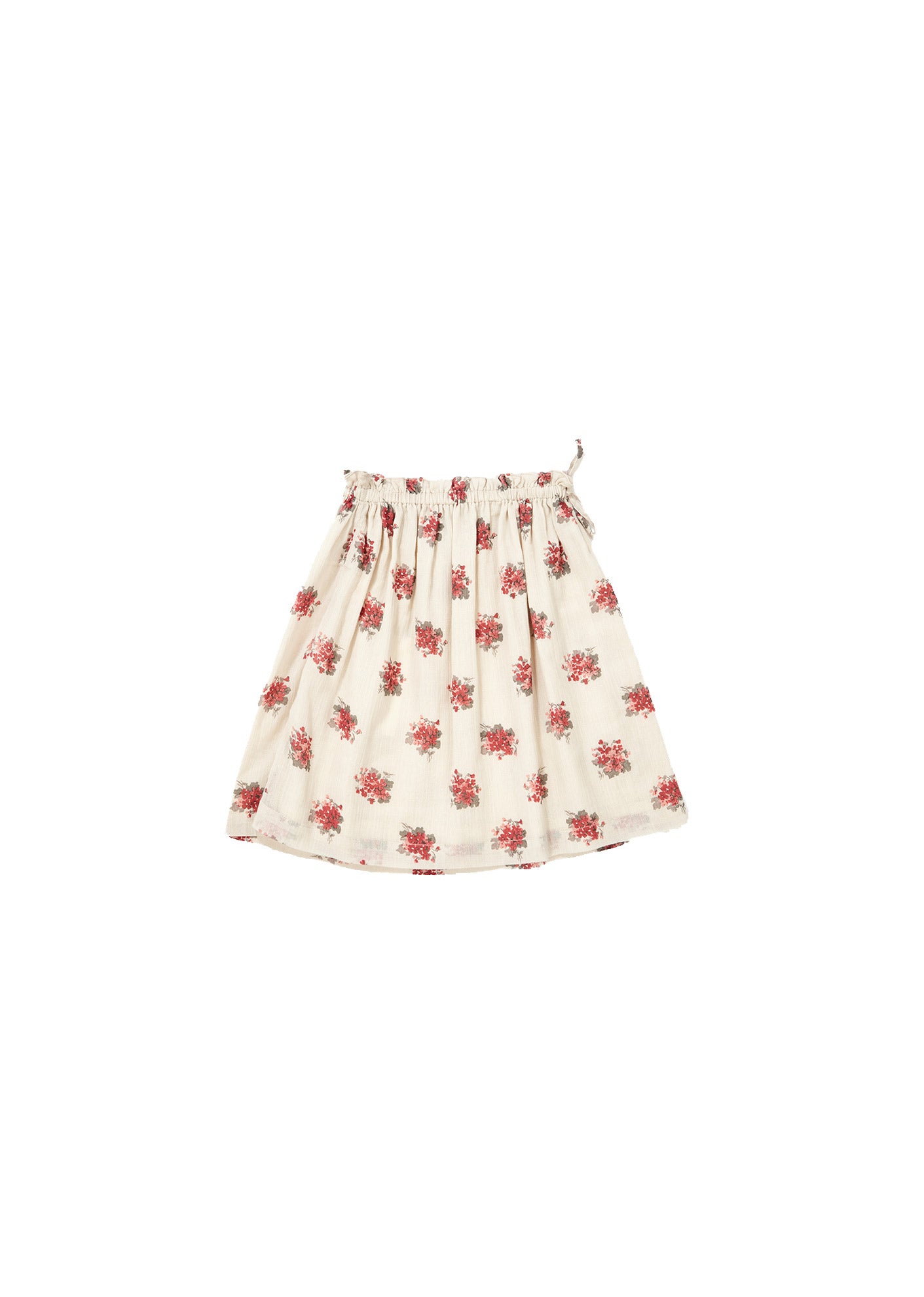 Girls Cream Flower Printed Cotton Skirt