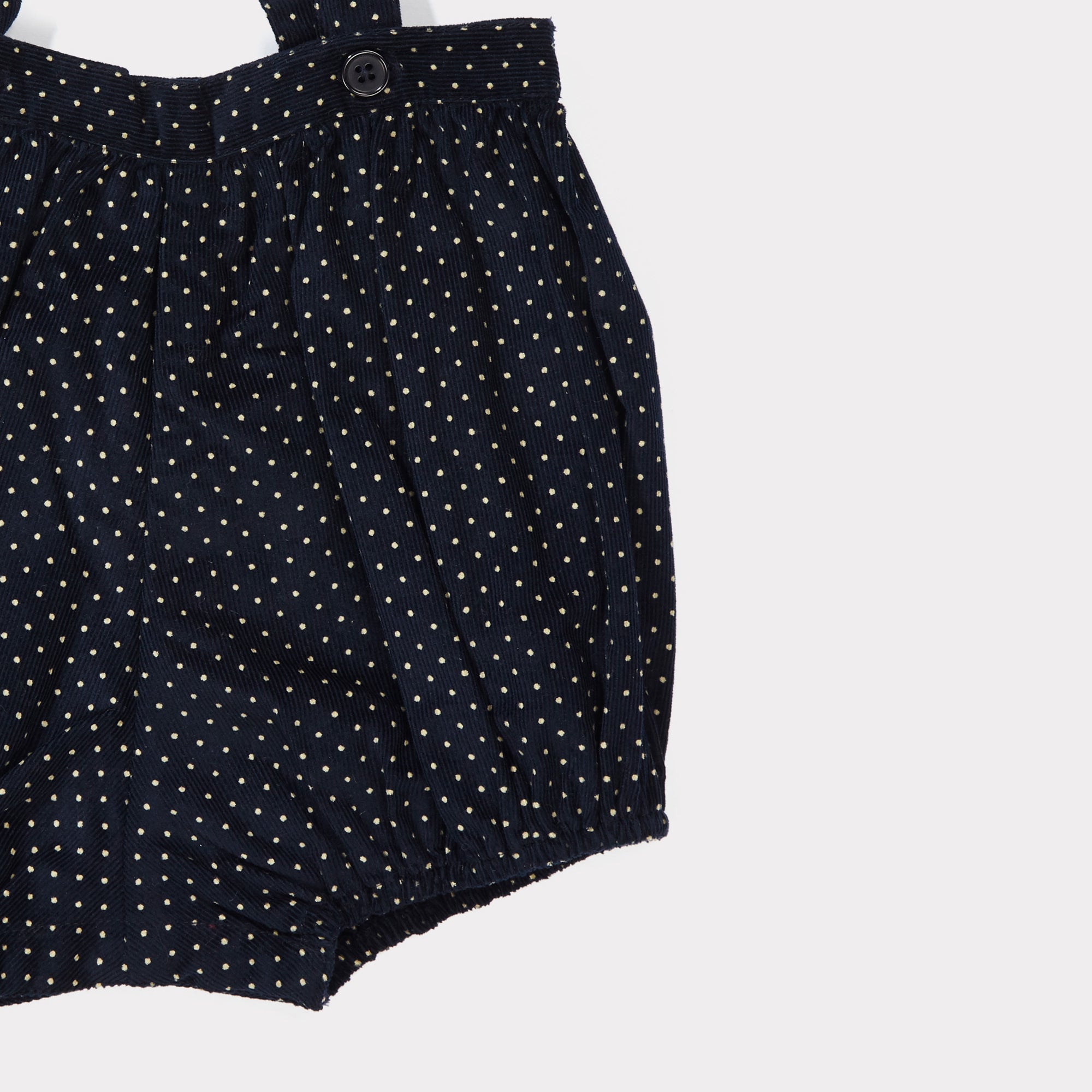 Baby Navy Babycord Dot Cotton Woven Romper