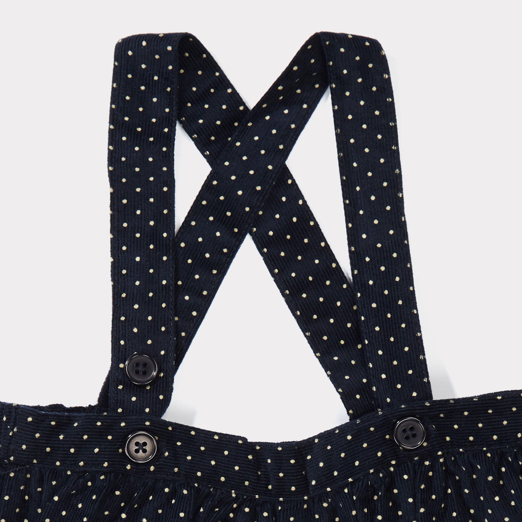 Baby Navy Babycord Dot Cotton Woven Romper