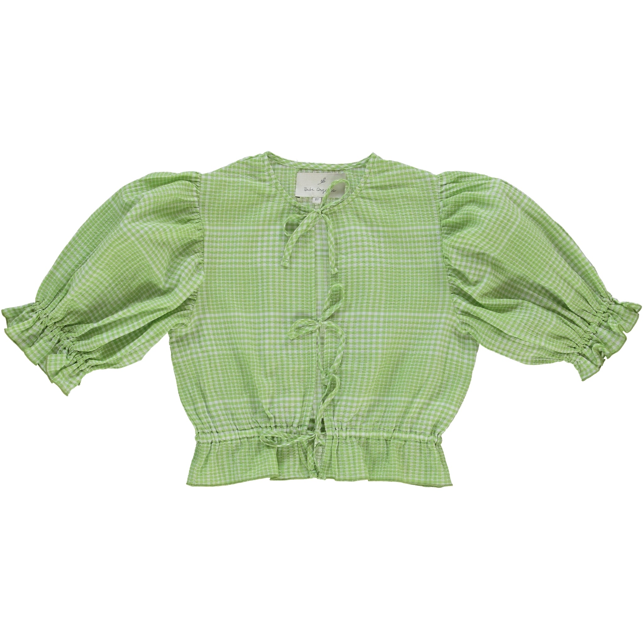 Girls Green Check Cotton Top