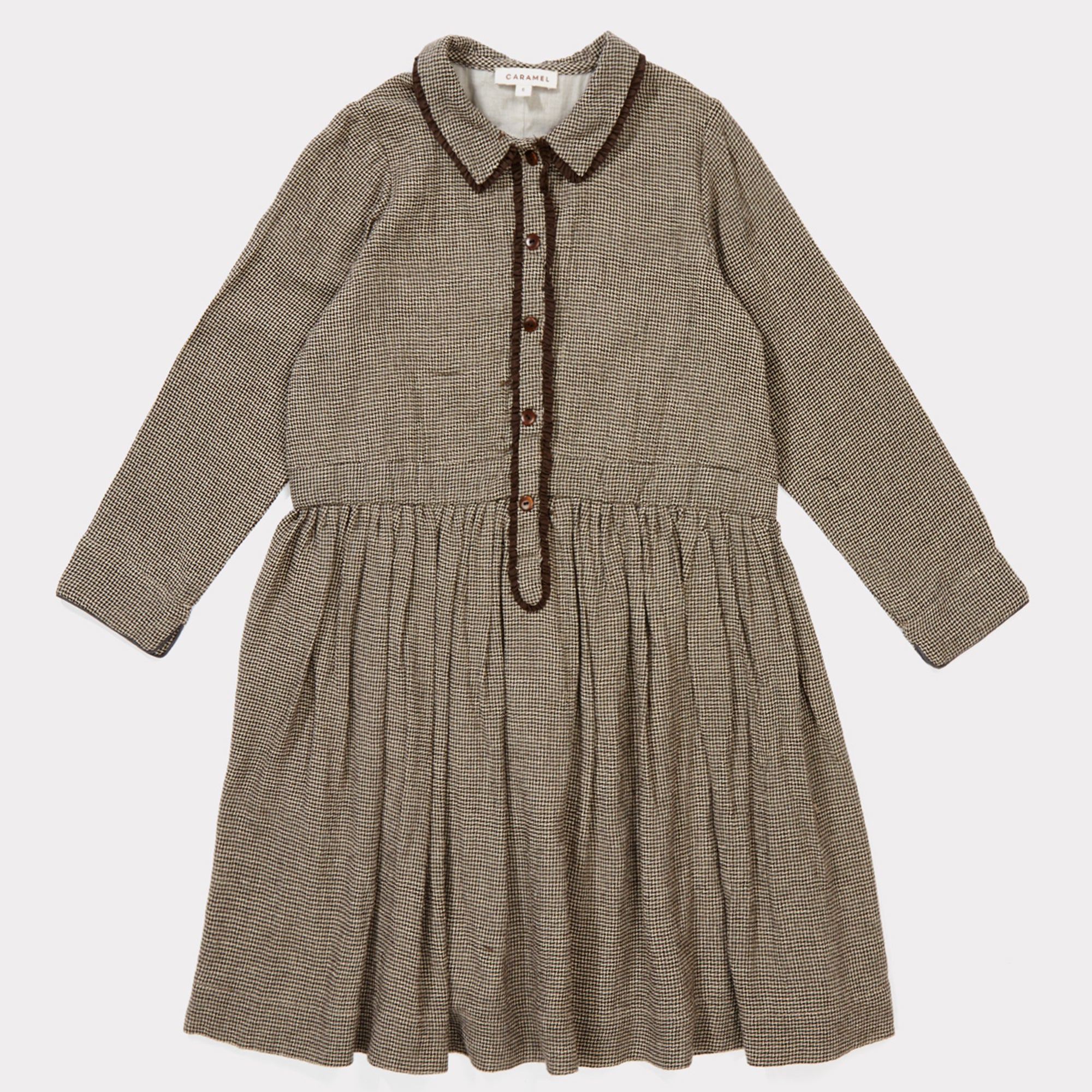 Girls Dark Brown Micro Woven Dress