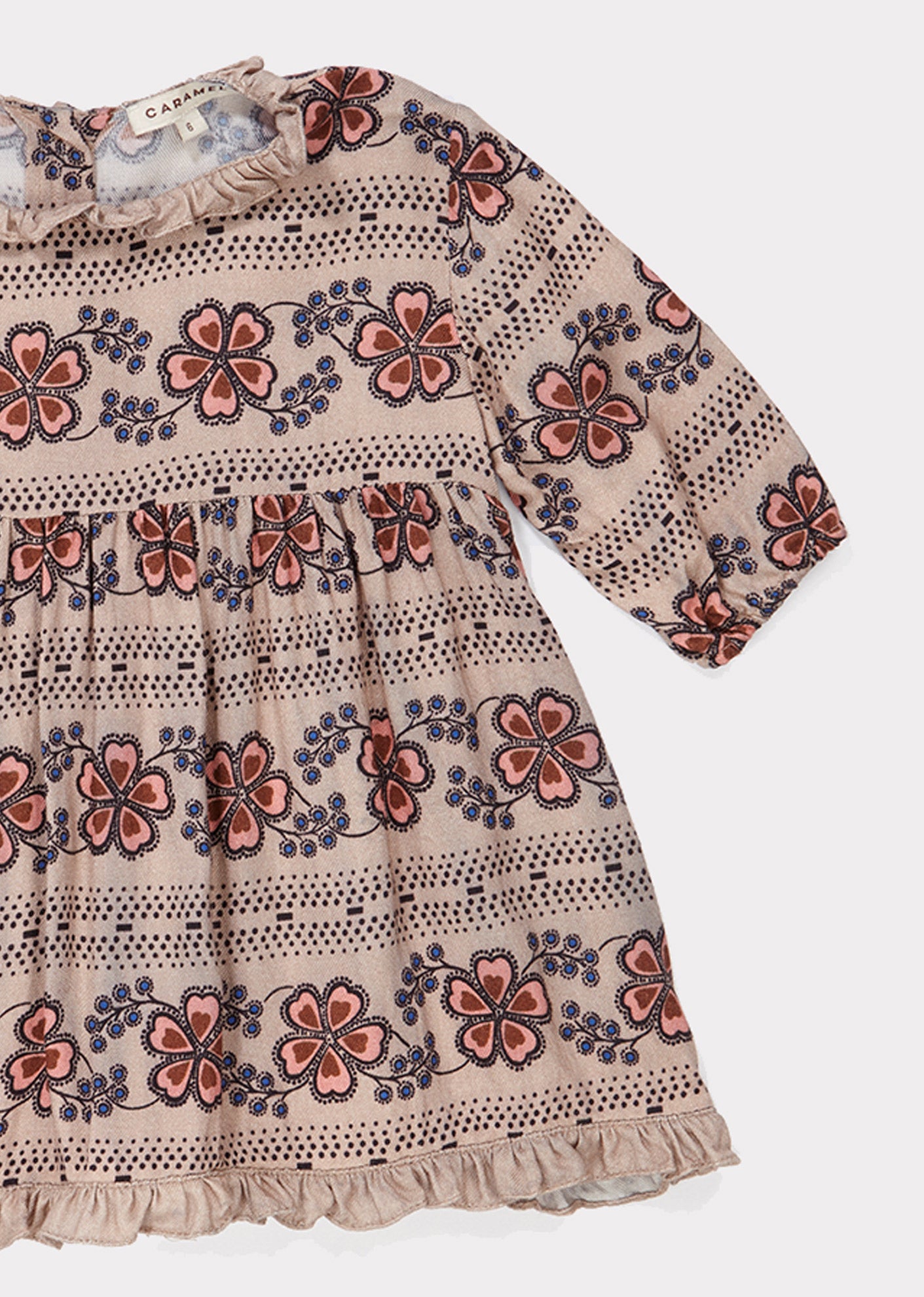 Baby Girls Light Brown Flower Printed Dress