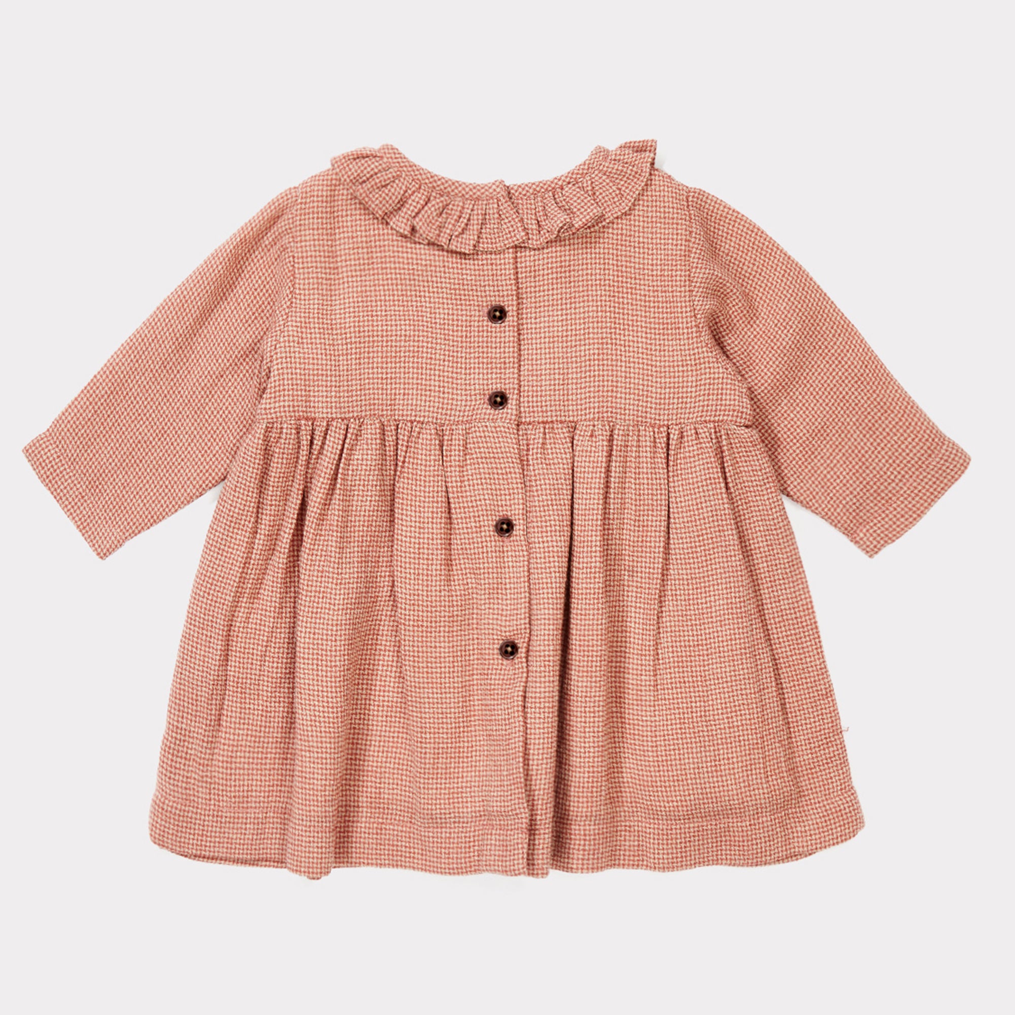 Baby Girls Peach Mirco Houndstooth Woven Dress