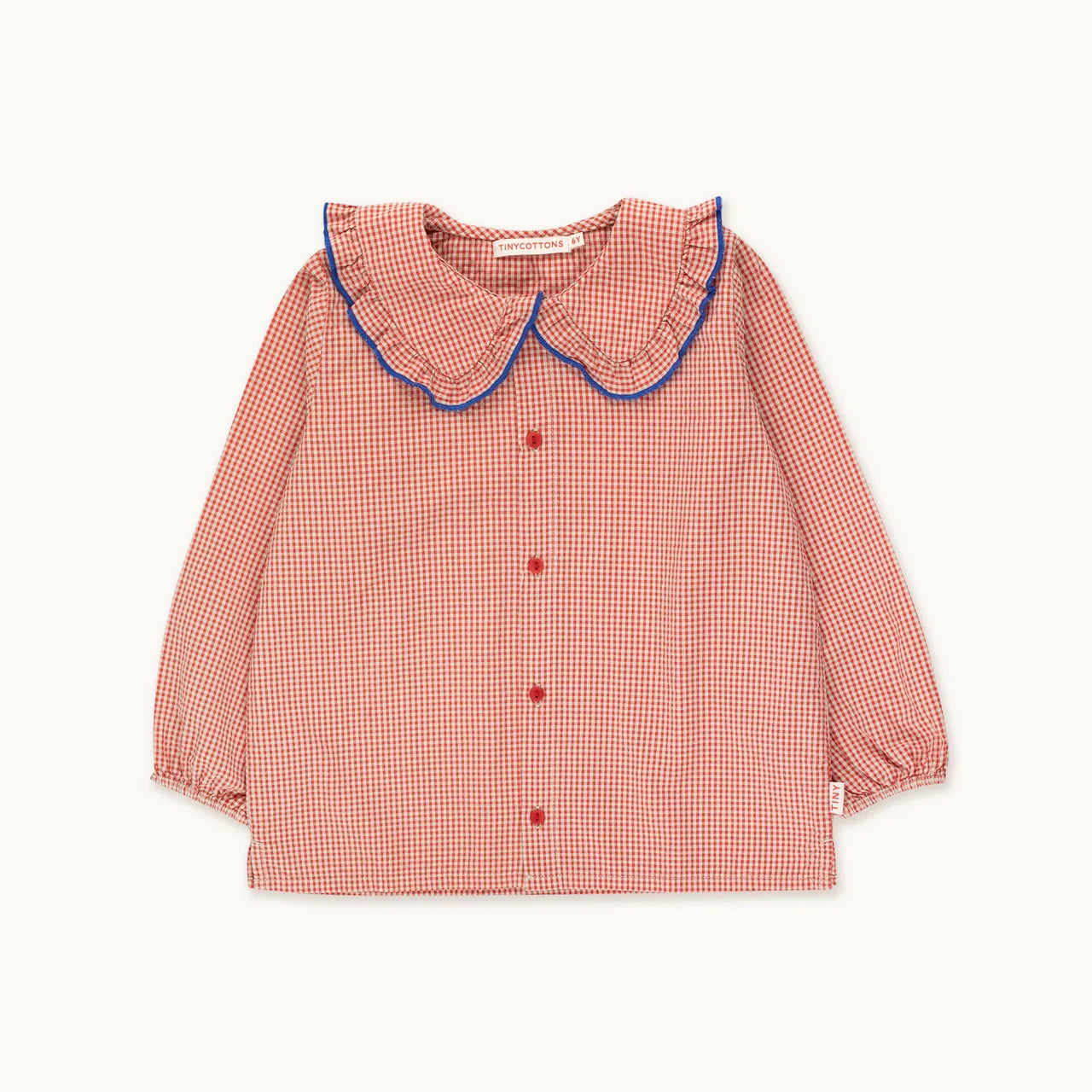 Girls Pink Check Ruffled Collar Shirt
