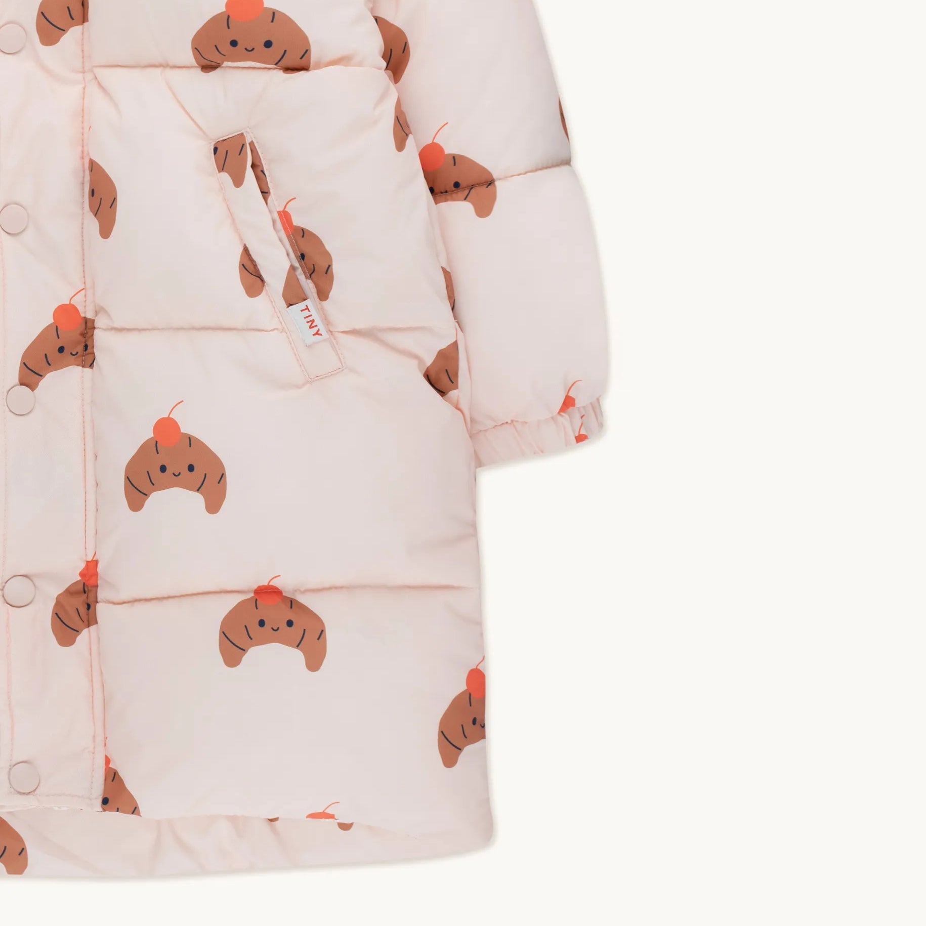 Girls Pink Printed Padded Coat