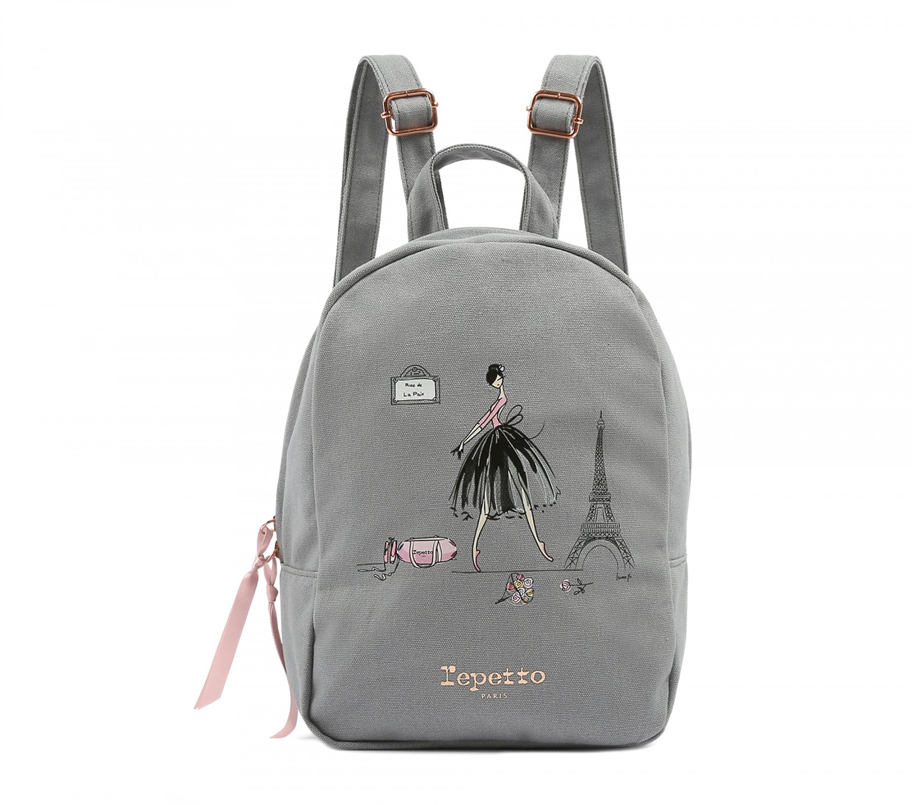 Girls Grey Printed Backpack