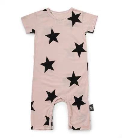 Baby Girls Pink Star Cotton Playsuit