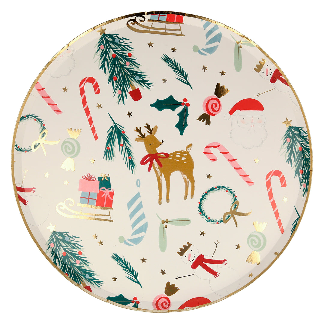 Festive Motif Dinner Plates (8 Pack)