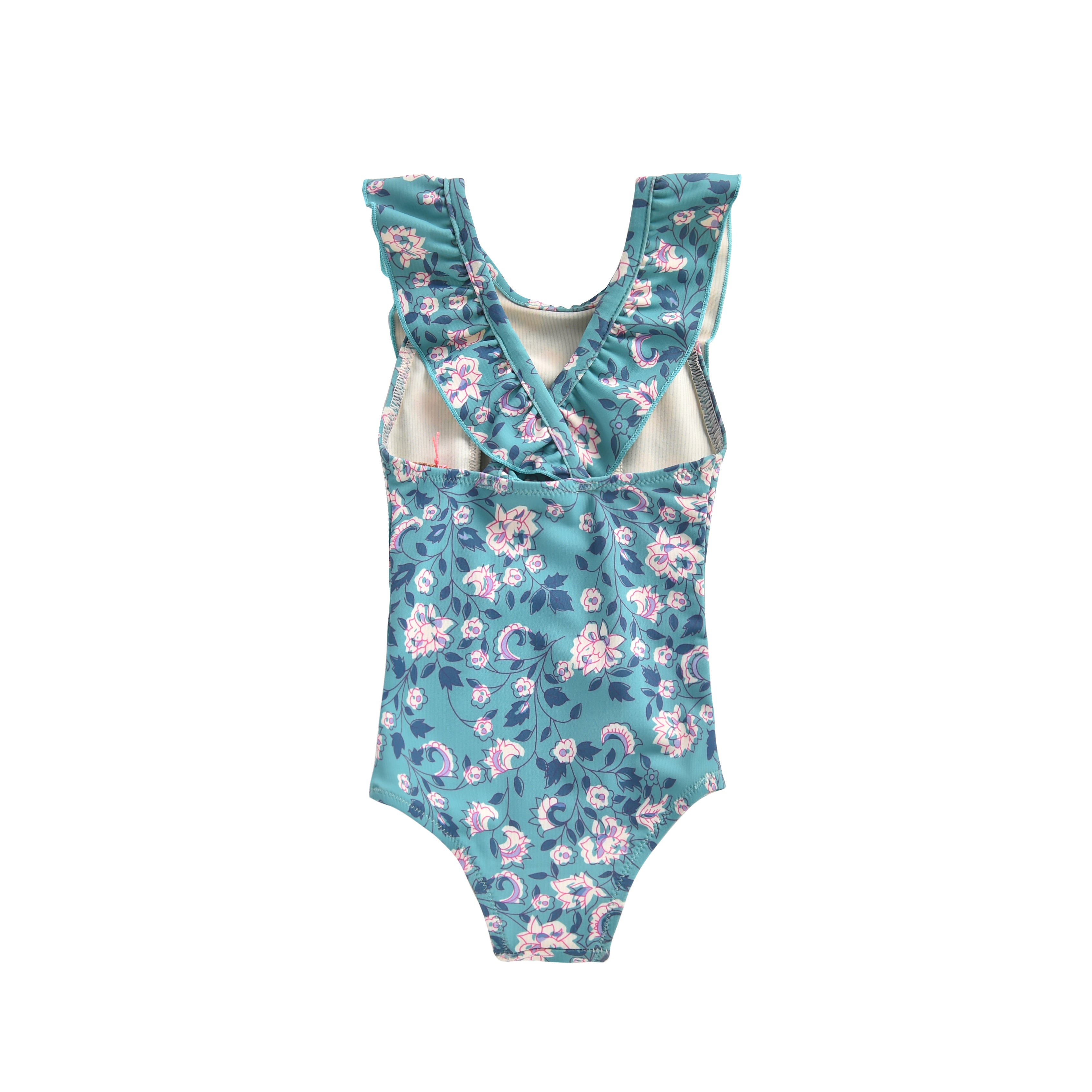 Girls Emerald Flowers Swimsuit