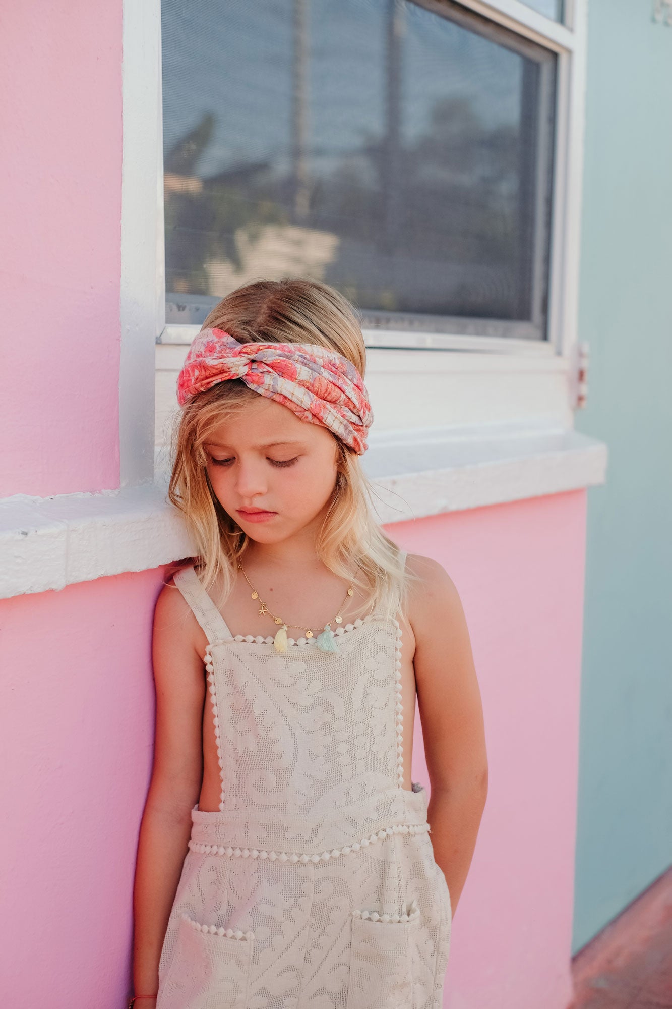 Girls Pink Flowers Headband