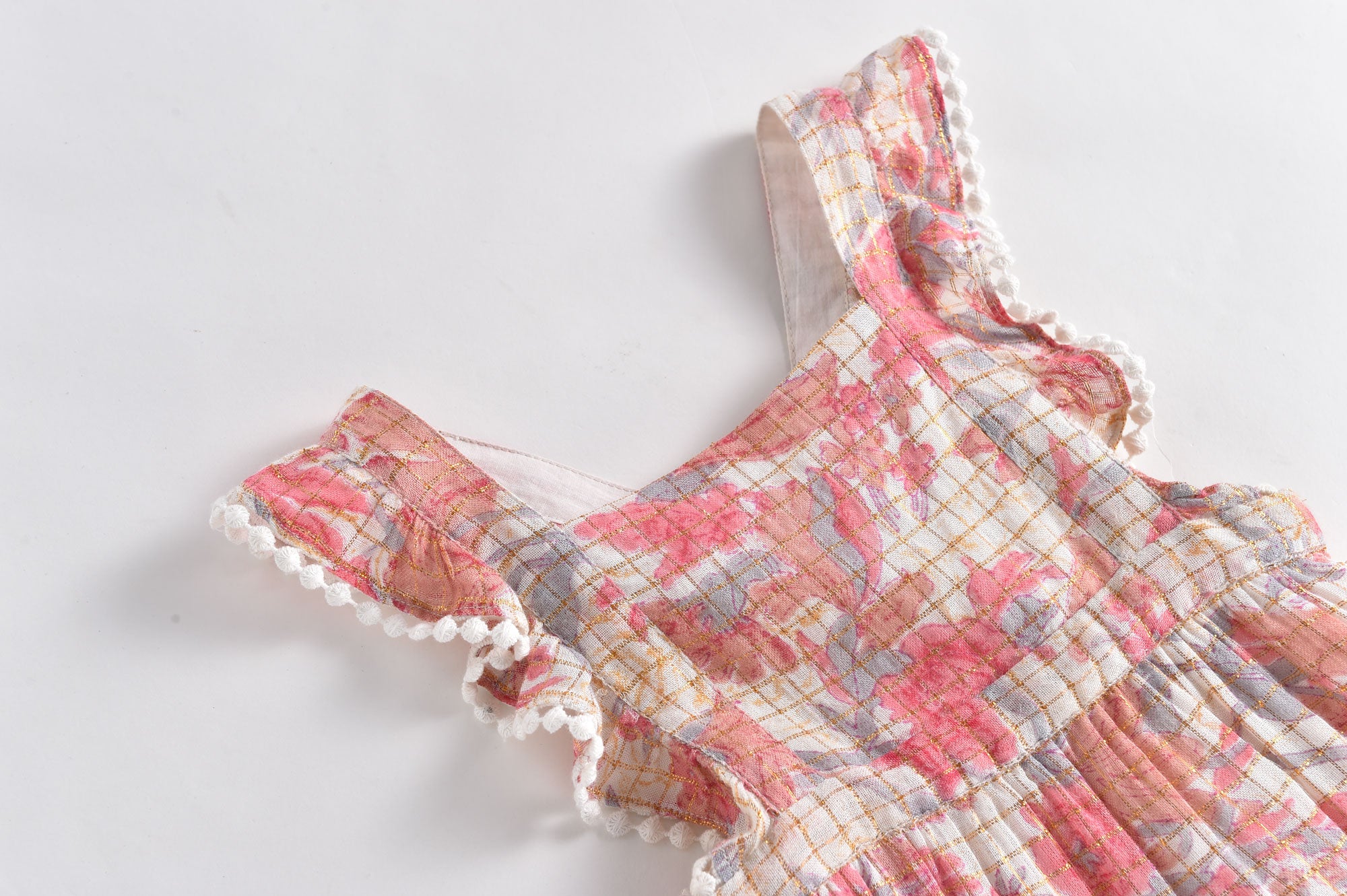 Girls Pink Flowers Jumpsuit