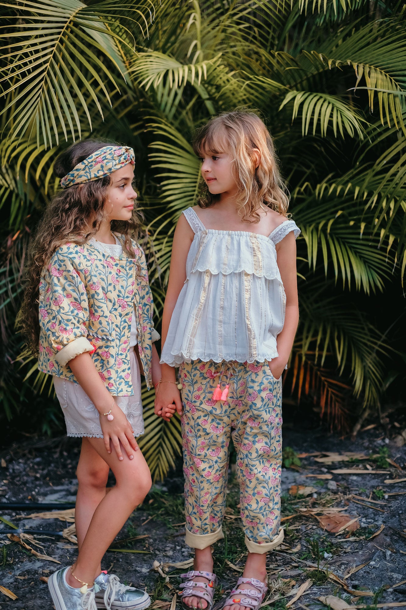 Girls Lemon Flowers Cotton Trousers